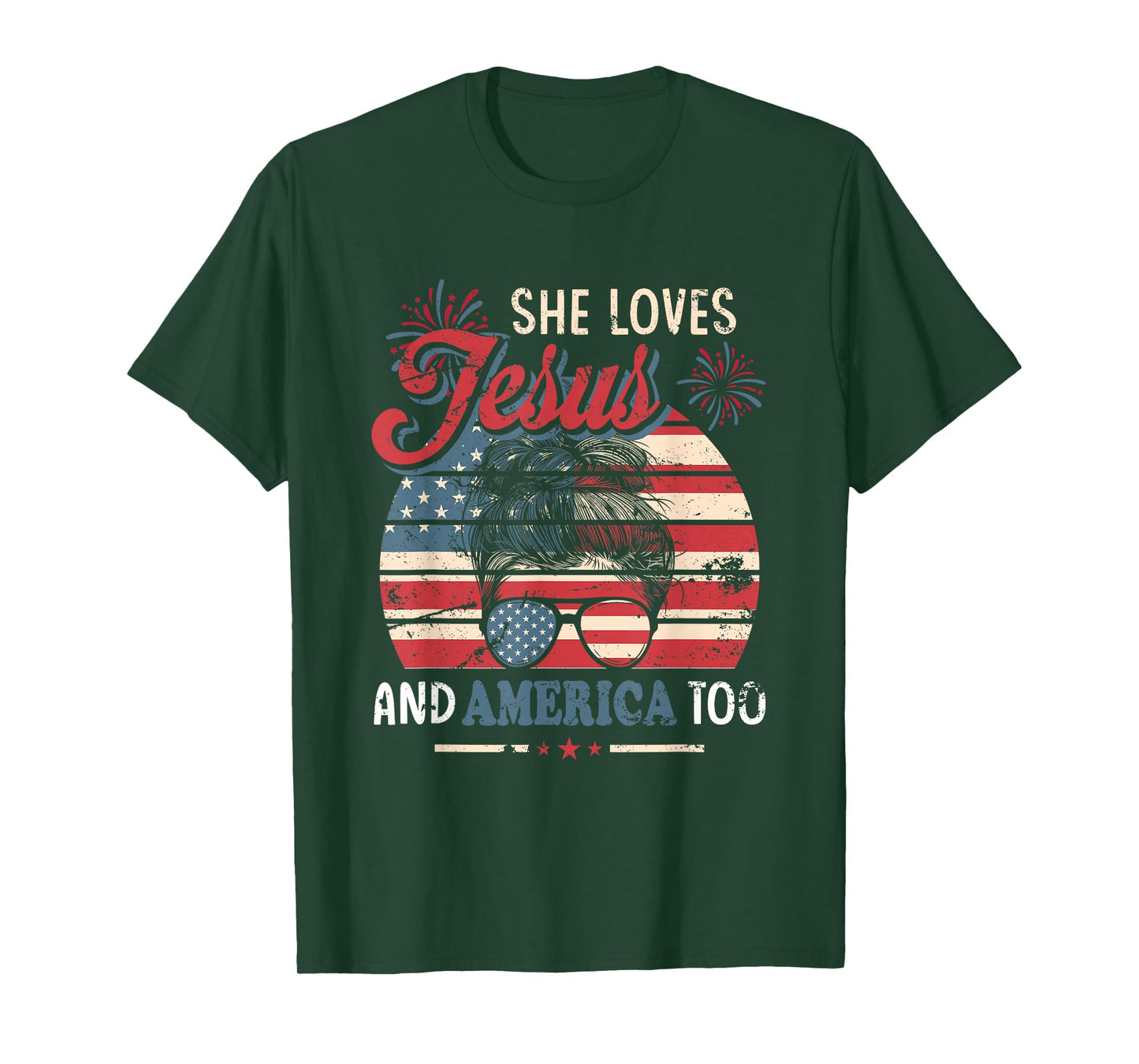 She Loves Jesus And America Too 4th of July Christian Lover T-Shirt for Women Men