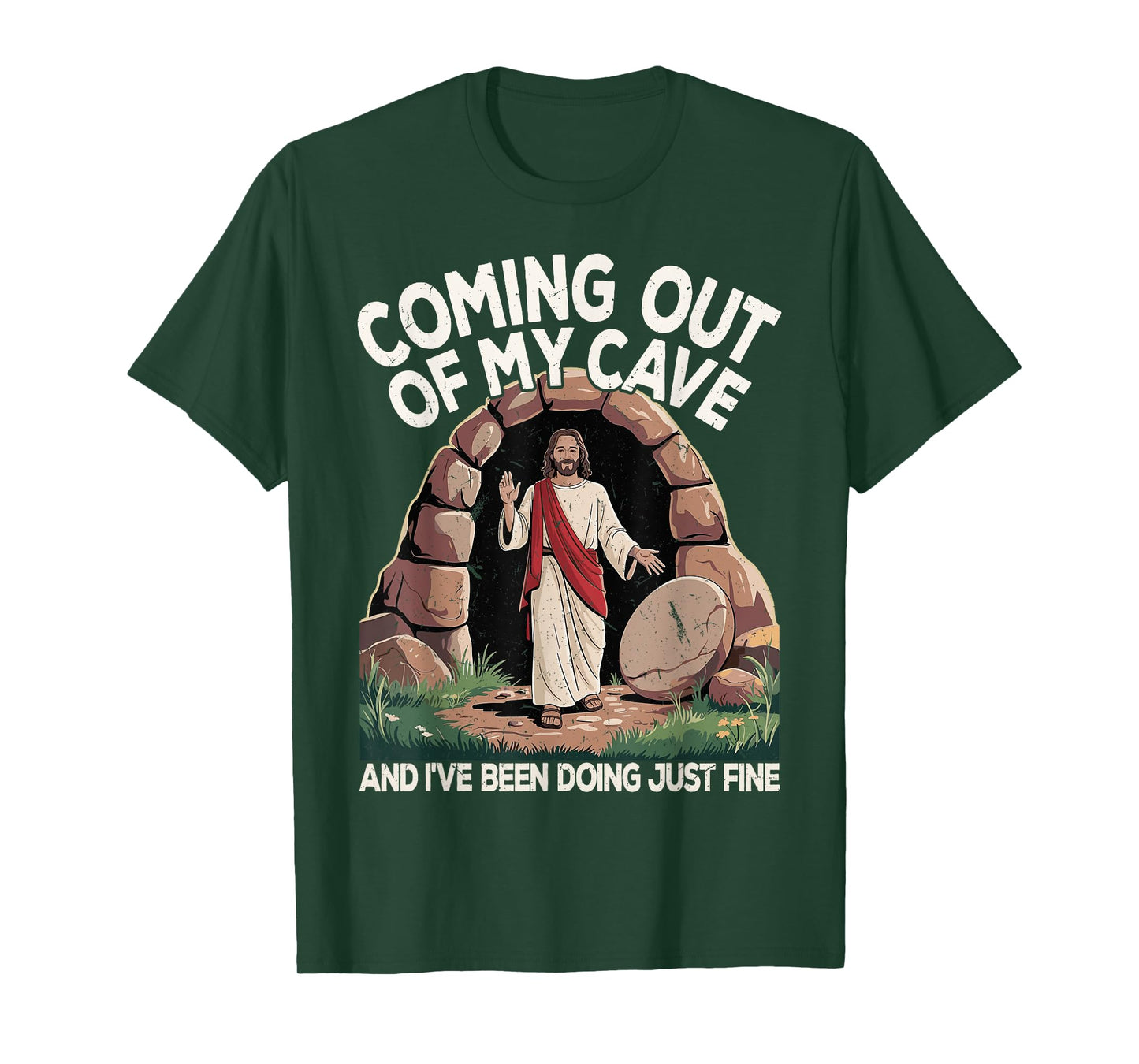 Funny Easter Jesus Coming Out of My Cave Retro Humor Easter T-Shirt