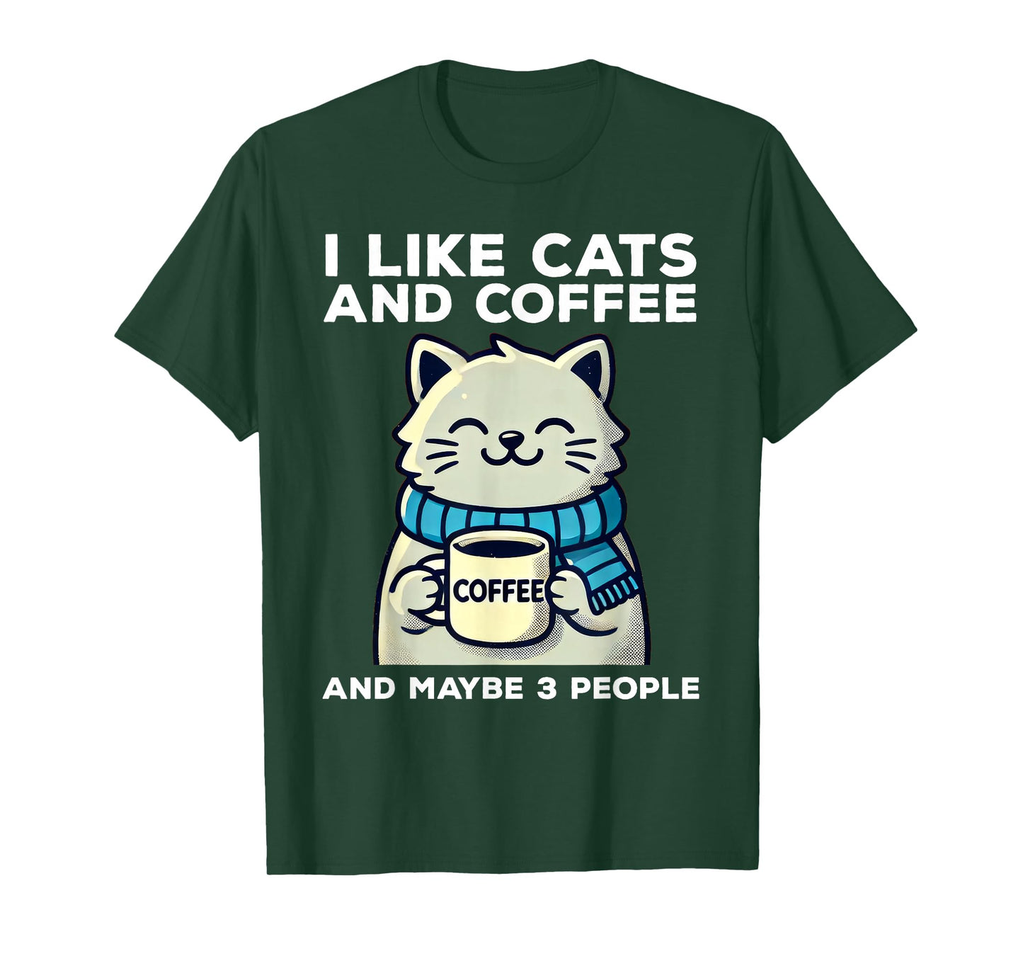I Like Cats And Coffee And Maybe 3 People Funny Cat Retro T-Shirt