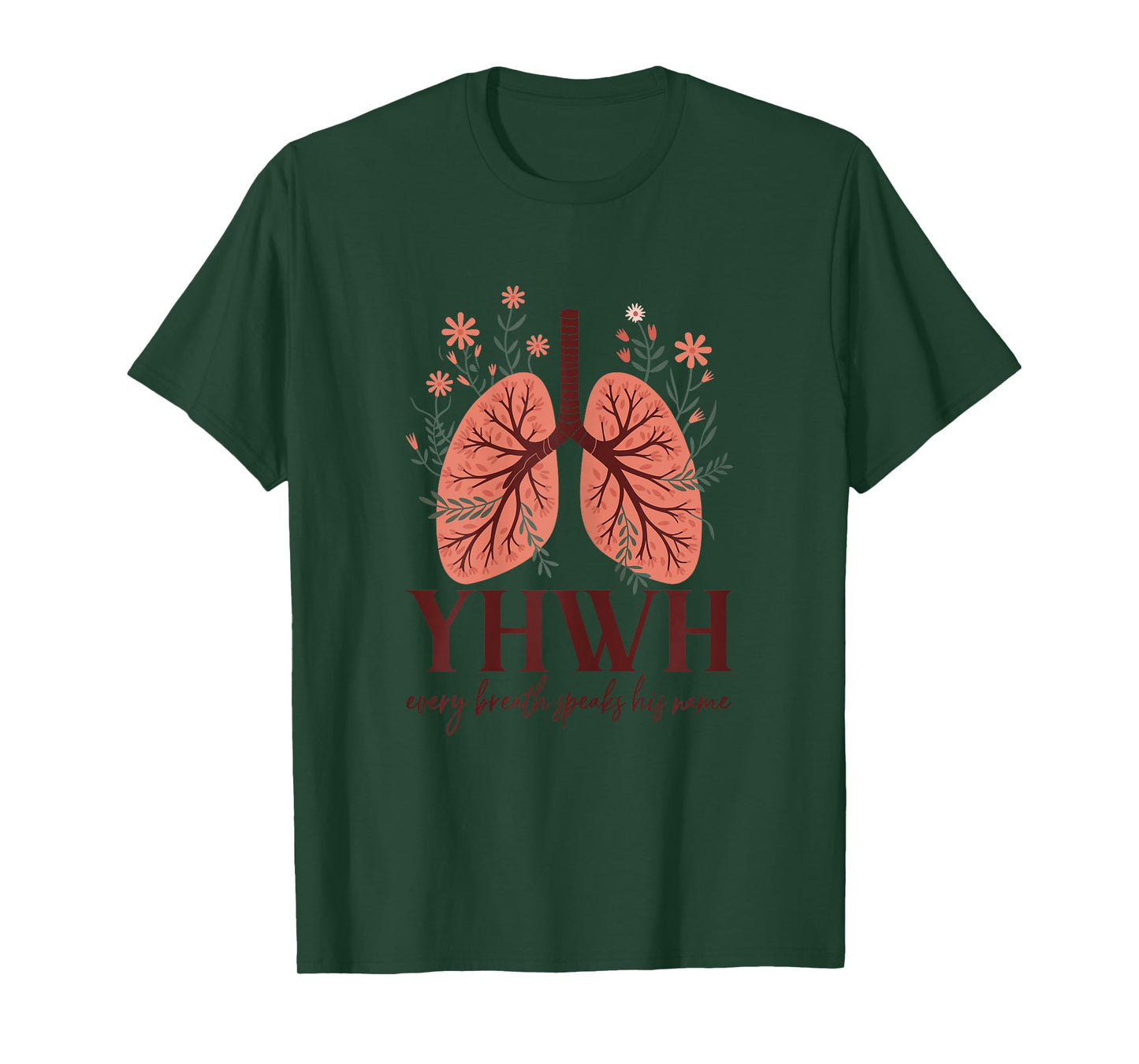 Womens YHWH Every Breath Floral Christian Quote for Women T-Shirt