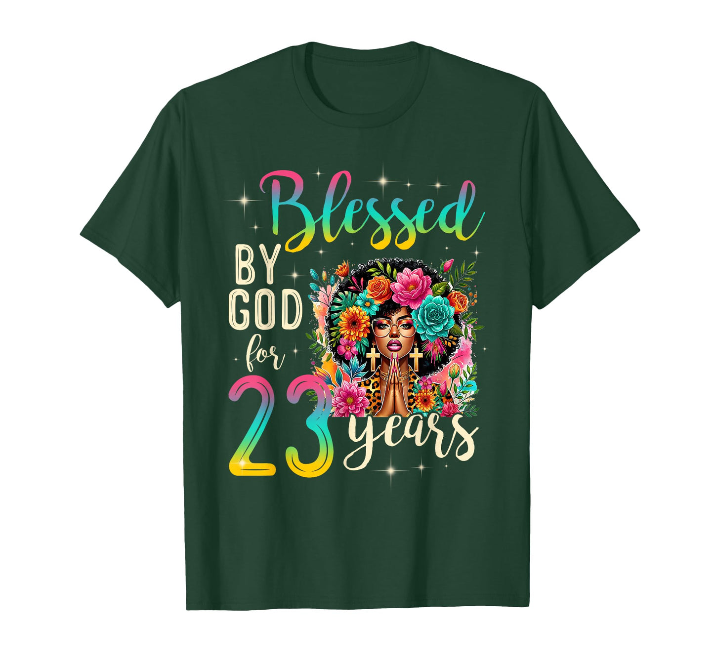 Black Girl Blessed by God for 23 Years Christian Birthday T-Shirt