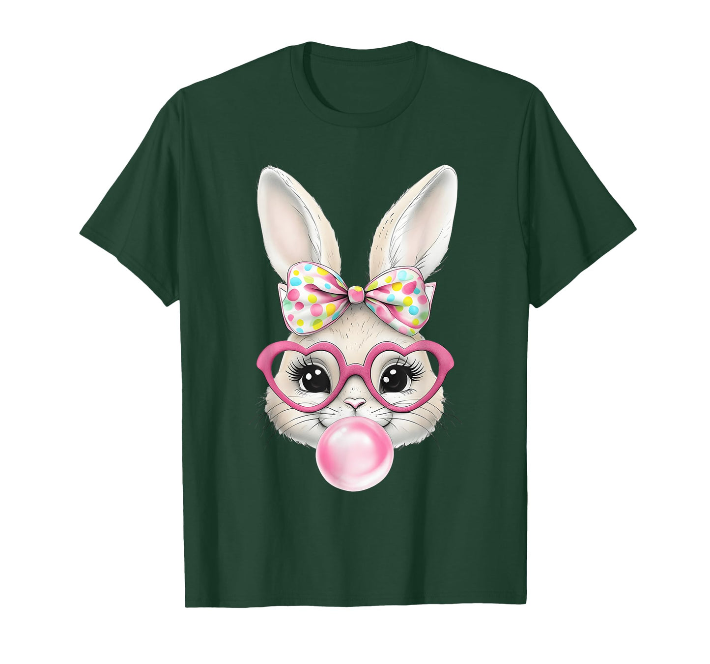 Cute Bunny Rabbit Face Coquette Bow Easter Day Girls Women T-Shirt
