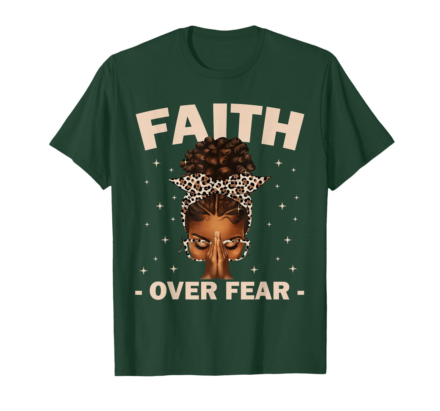 Faith Over Fear Black Women Afro Christian African American T-Shirt