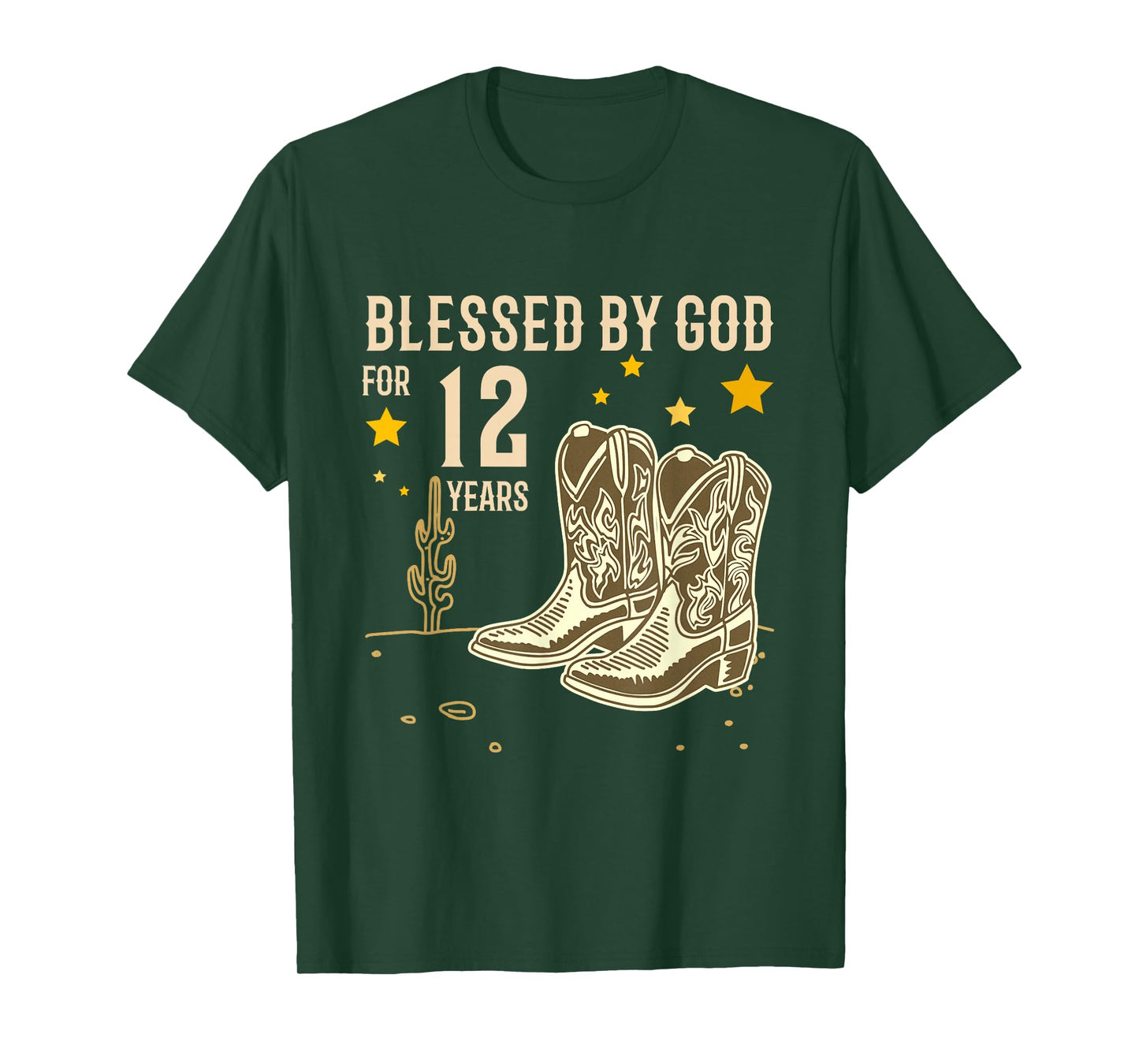 Vintage Blessed by God for 12 Years Cowboy 12th Birthday Boy T-Shirt