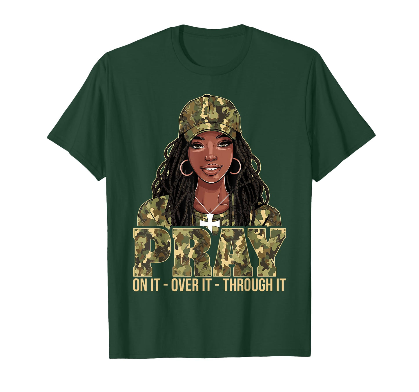 Pray On It Pray Over It Black Woman Loc'd Christian Women T-Shirt