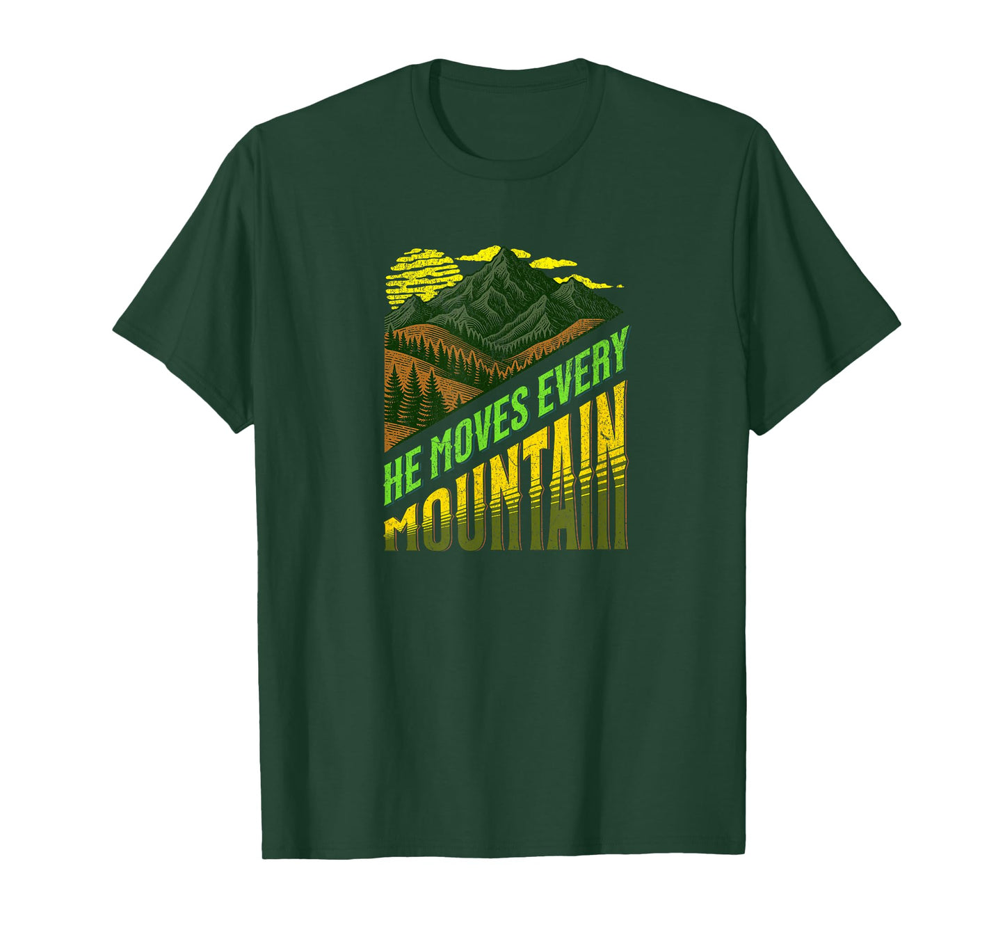 God Moves Every Mountain Retro Christian Hiking Faith T-Shirt