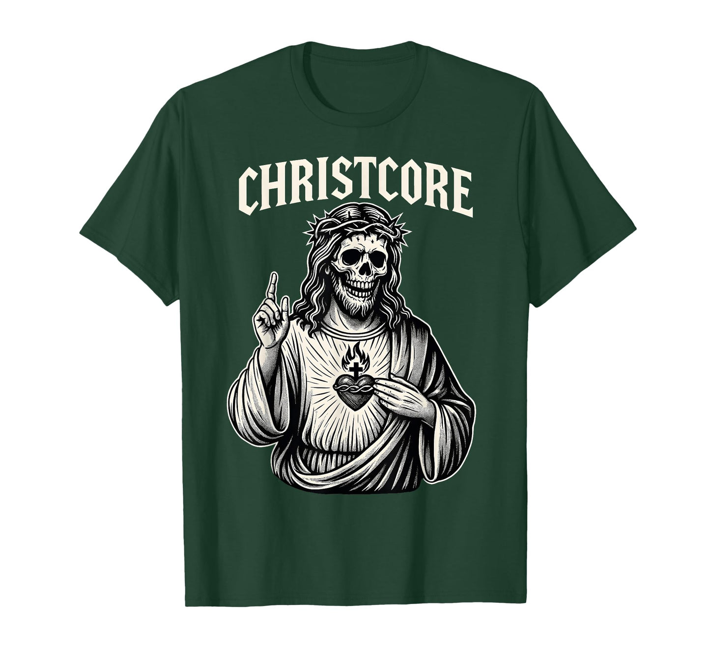 Christcore Skull Jesus Sacred Heart Christian Metal Gothic T-Shirt