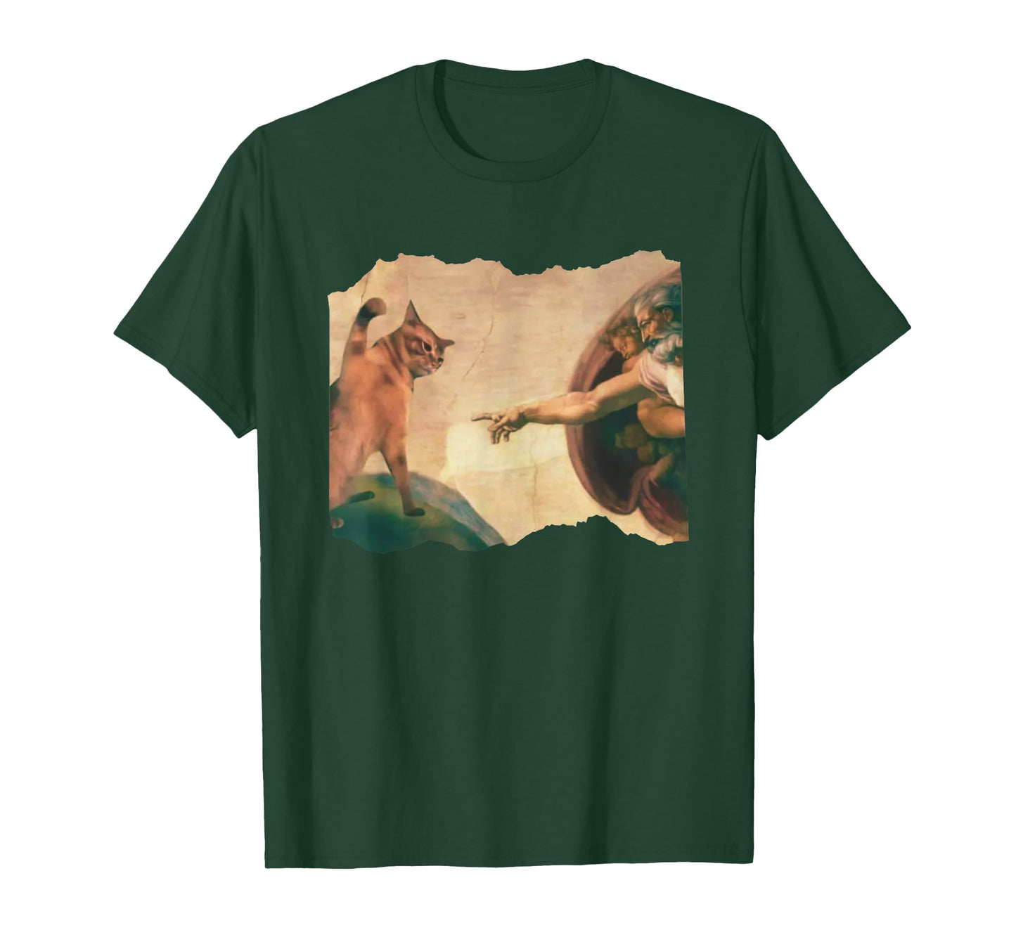 Funny Cat Swatting God's Hand Parody Cat The Divine Swipe T-Shirt for Men Women