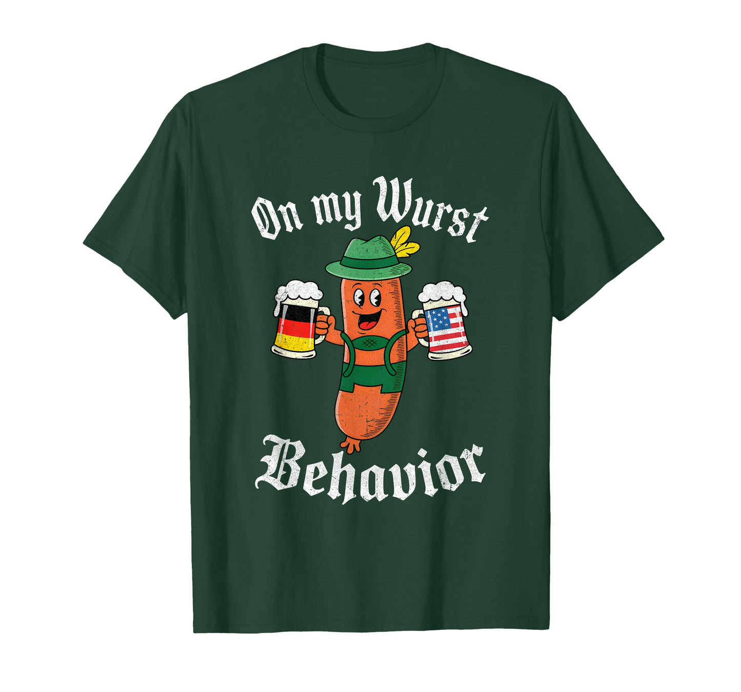 Oktoberfest On My Wurst Behavior Funny German Sausage Men T-Shirt