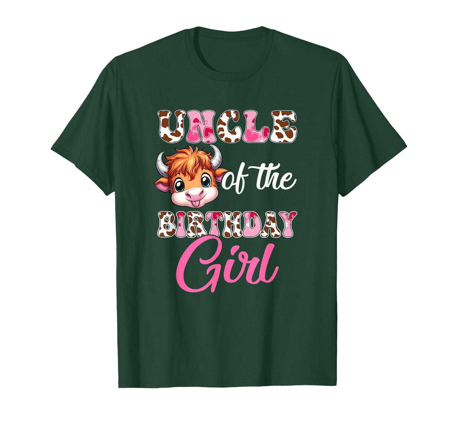 Uncle Of The Birthday Girl Highland Cow Farm 1St Birthday T-Shirt