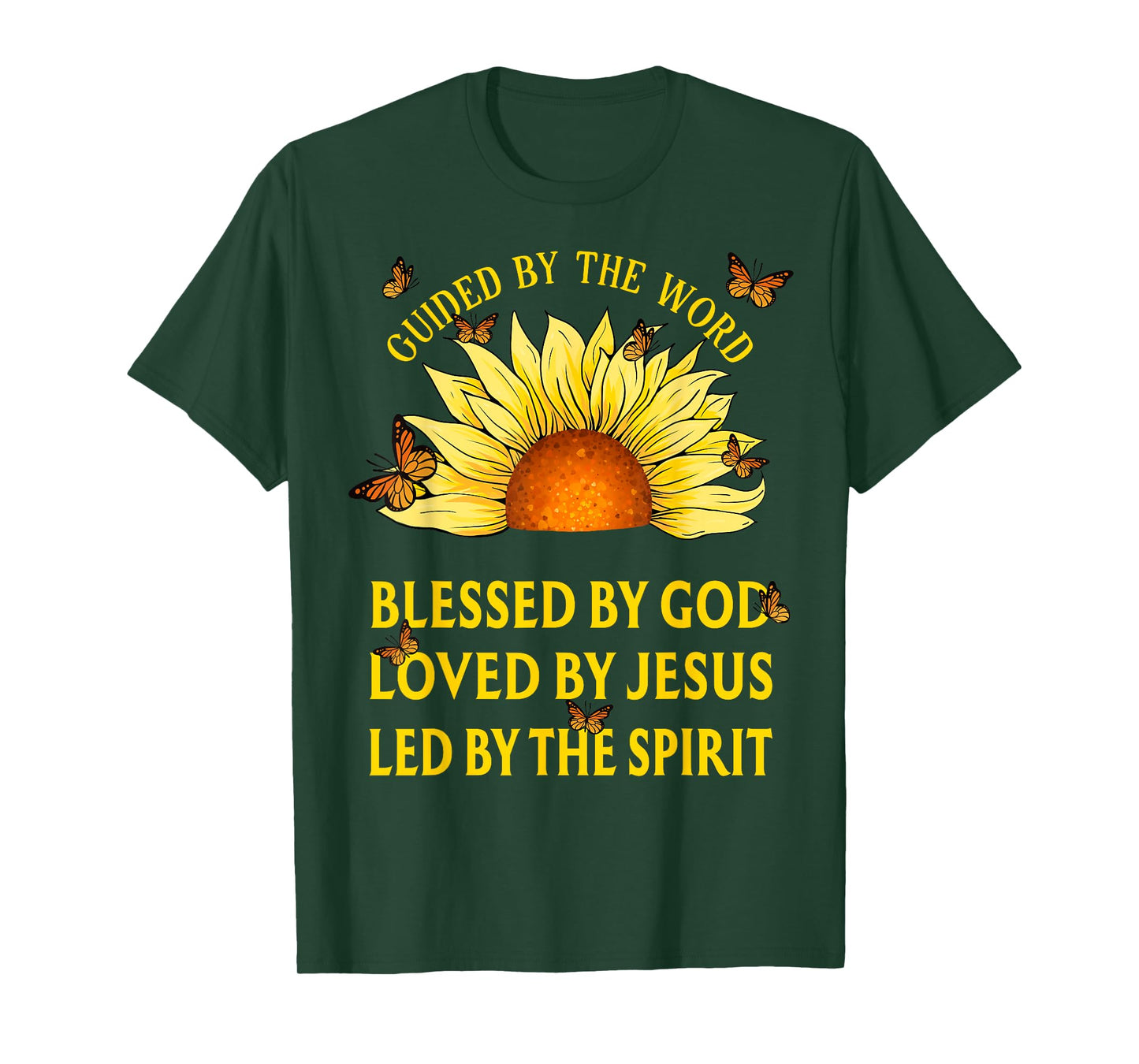 Guided By The Bible Blessed By God Sunflower Christian T-Shirt