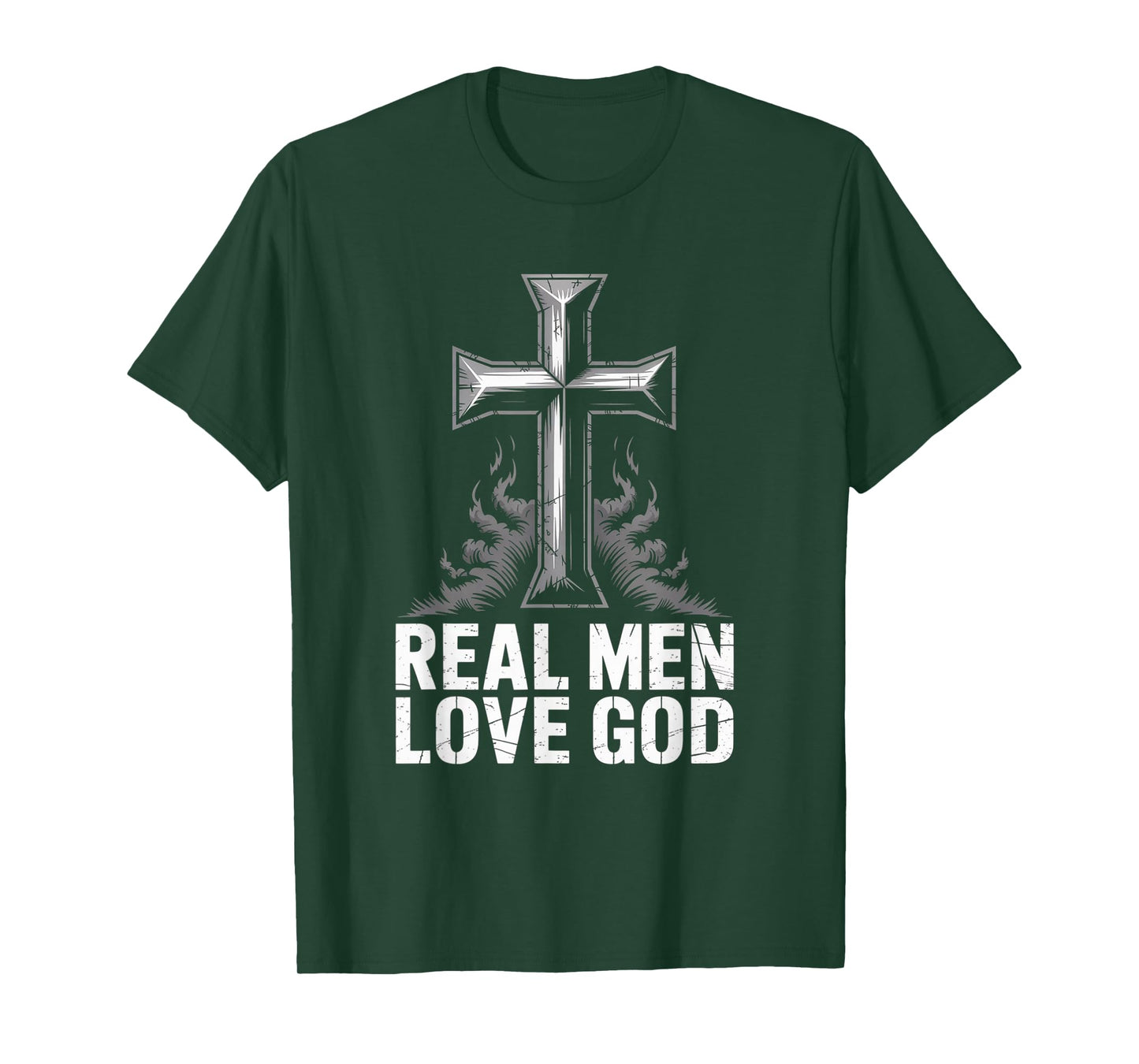 Christian Faith Real Men Love God Cross Design T-Shirt