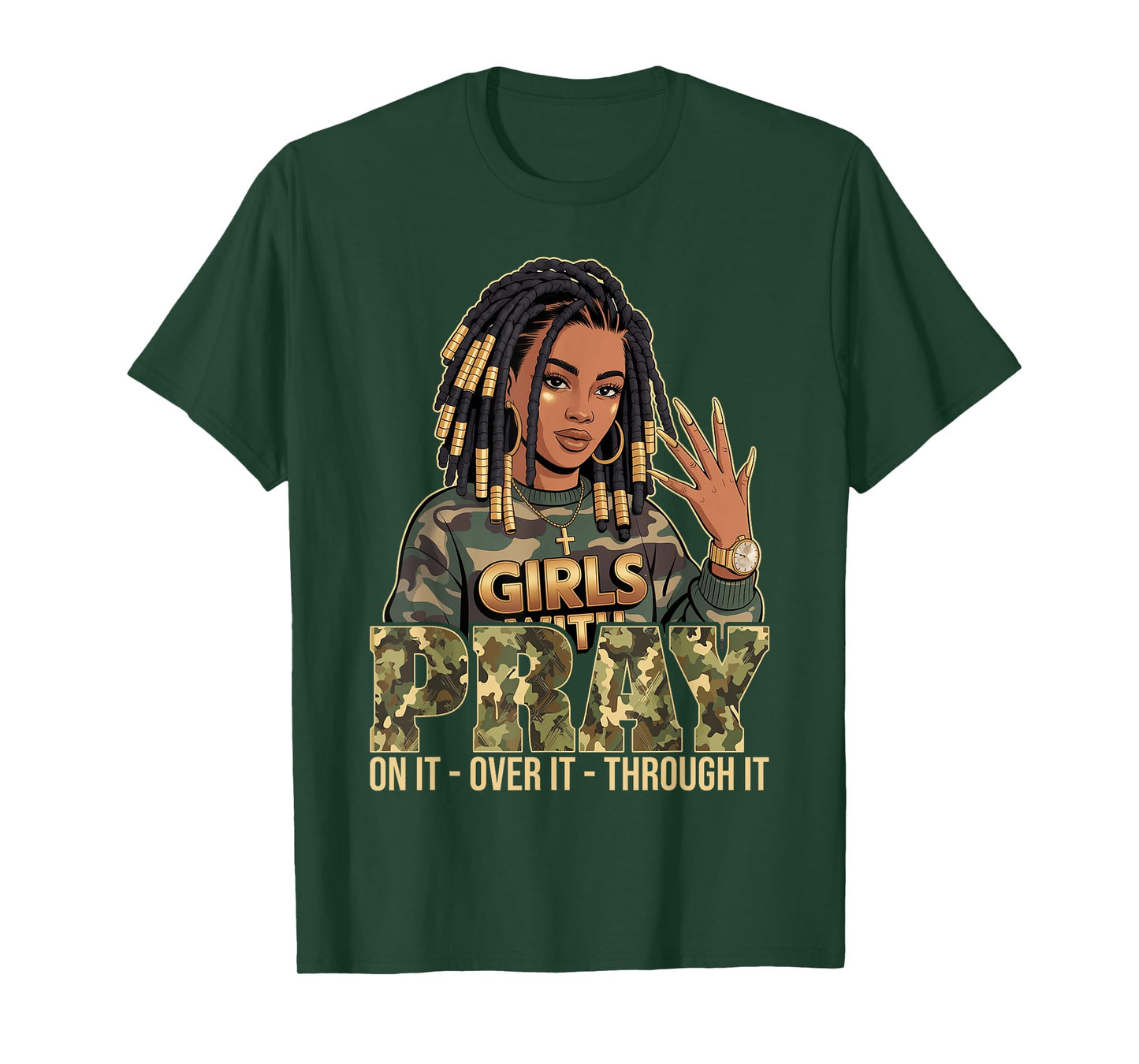 Pray On It Pray Over It Black Woman Loc'd Christian Women T-Shirt