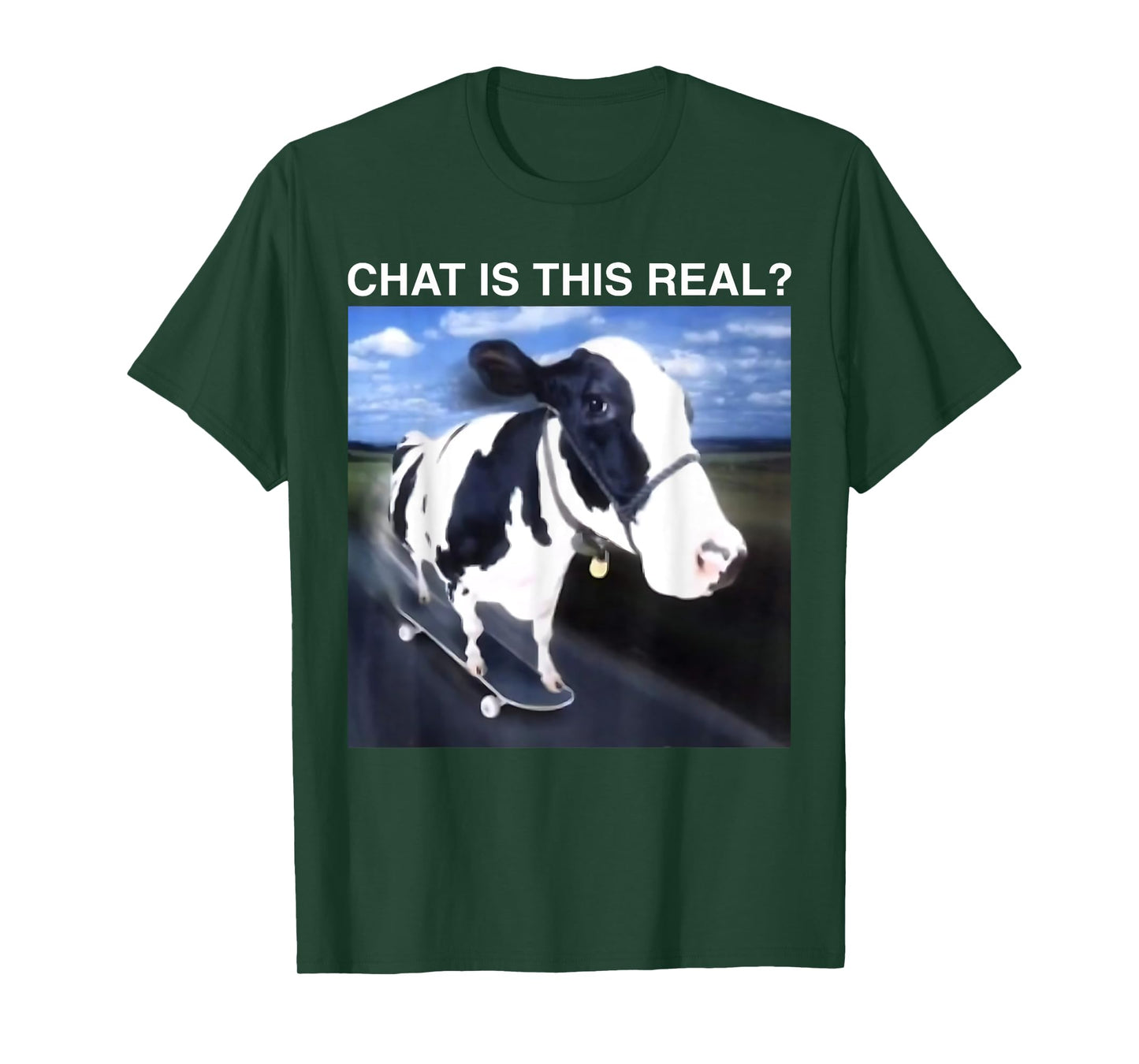 Chat is This Real Skateboarding Cow Funny Meme T-Shirt
