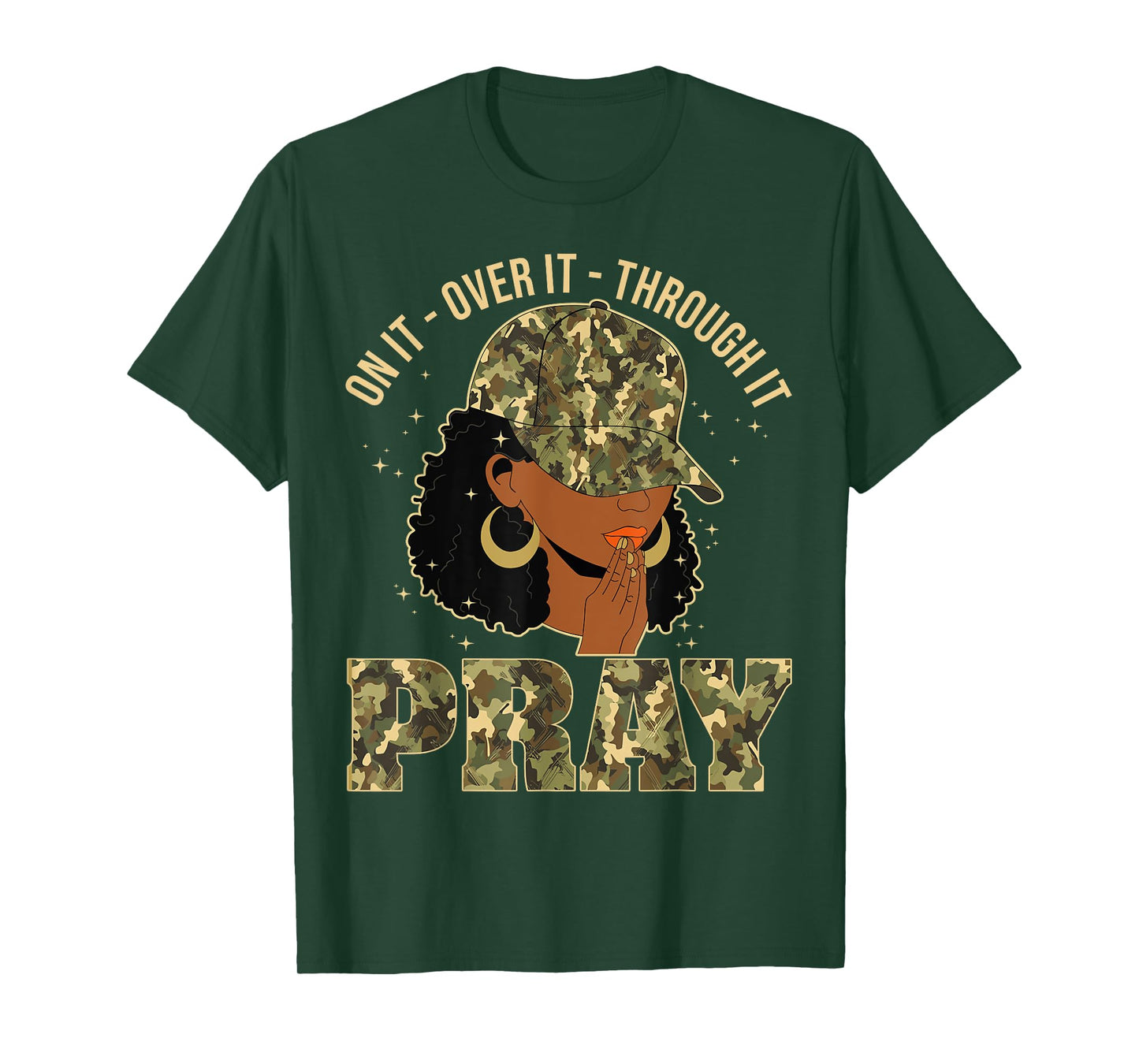 Pray On It Pray Over It Black Woman Afro Christian Sayings T-Shirt