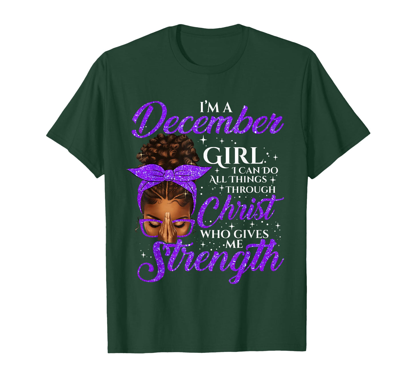 December Girl Birthday Black Women Afro Christian Saying T-Shirt