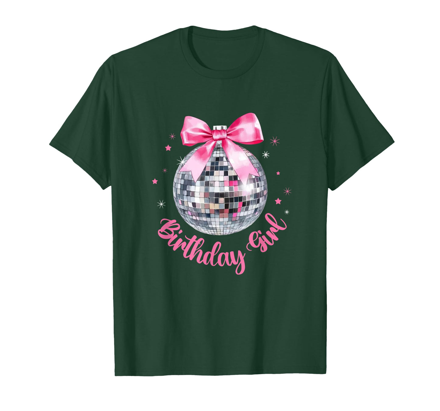 Birthday Girl Coquette Bow Disco Ball Funny Birthday Party T-Shirt