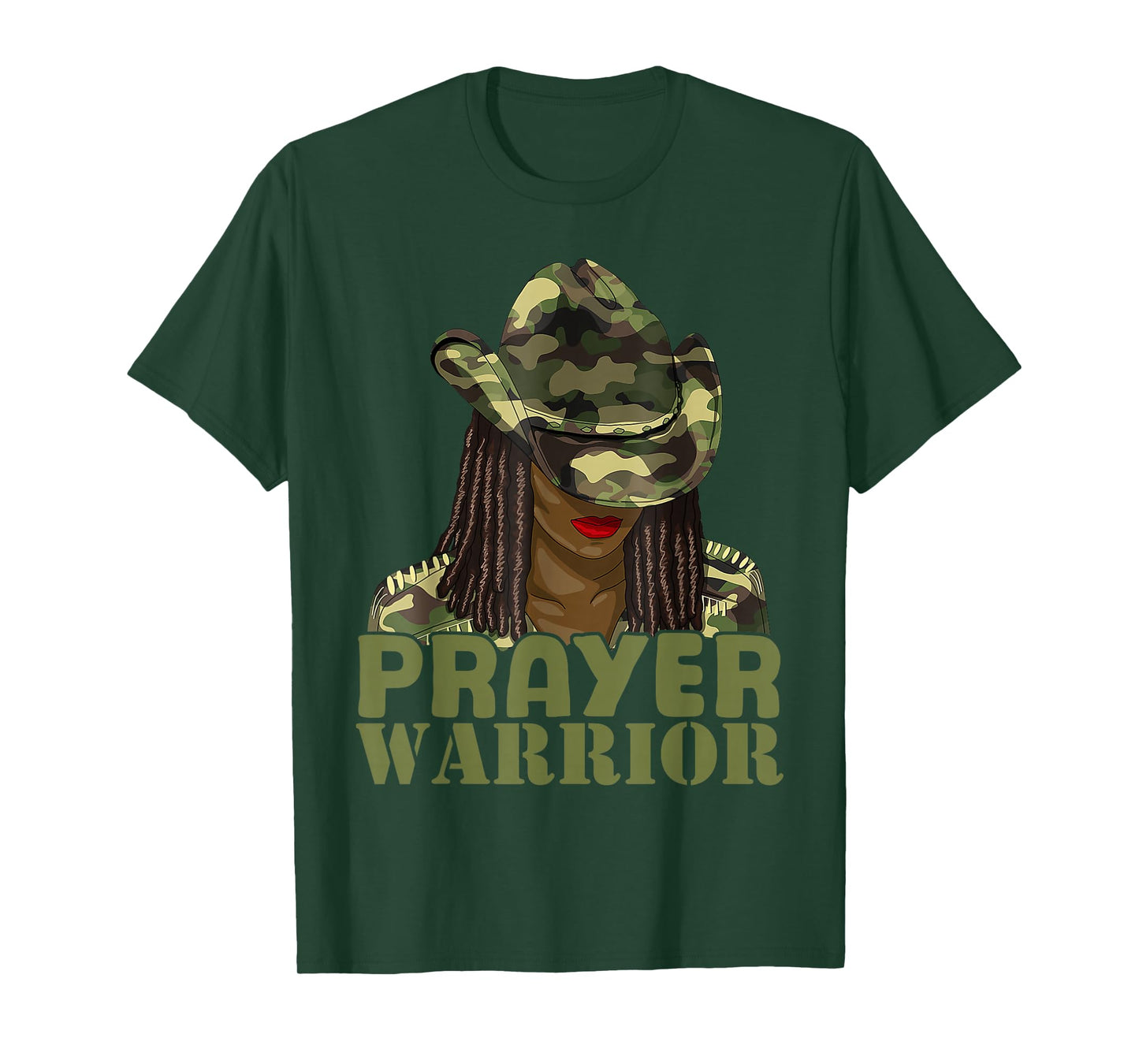 Camo Hat Prayer Warrior God Jesus Christian Black Girl Women T-Shirt