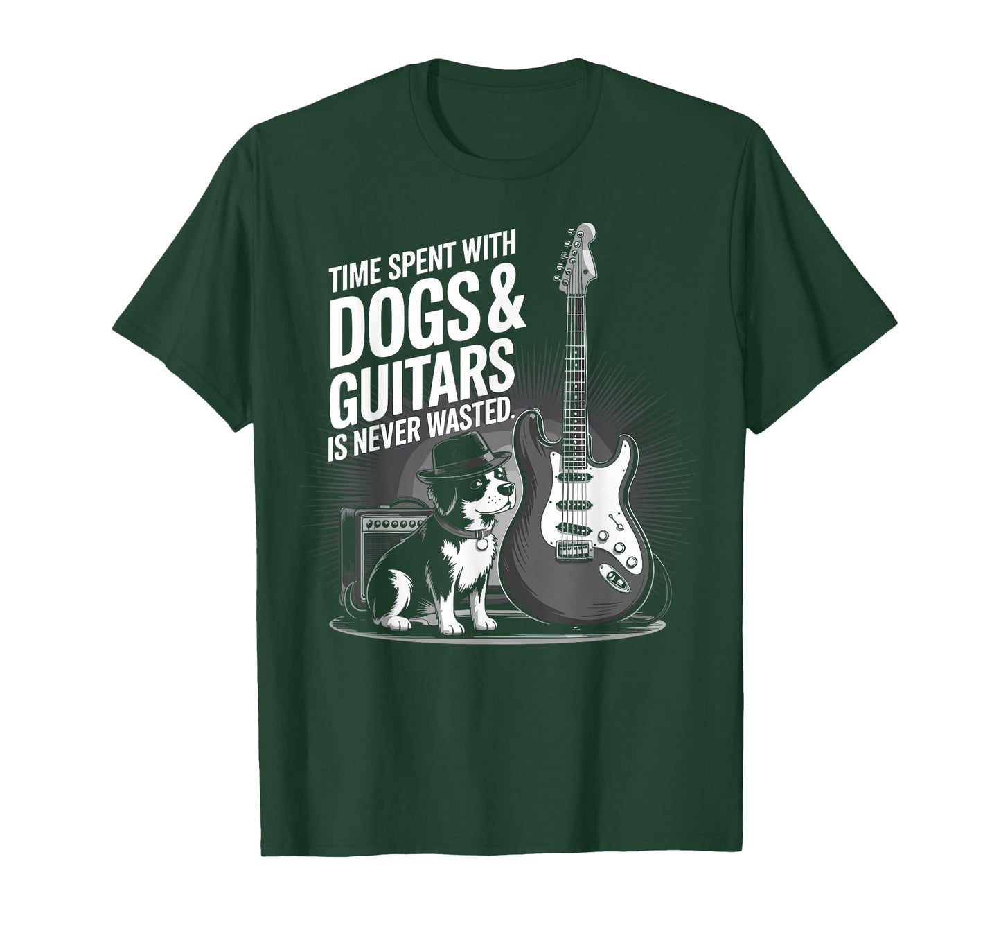 Time Spent with Dog and Guitars is Never Waste Guitarist T-Shirt