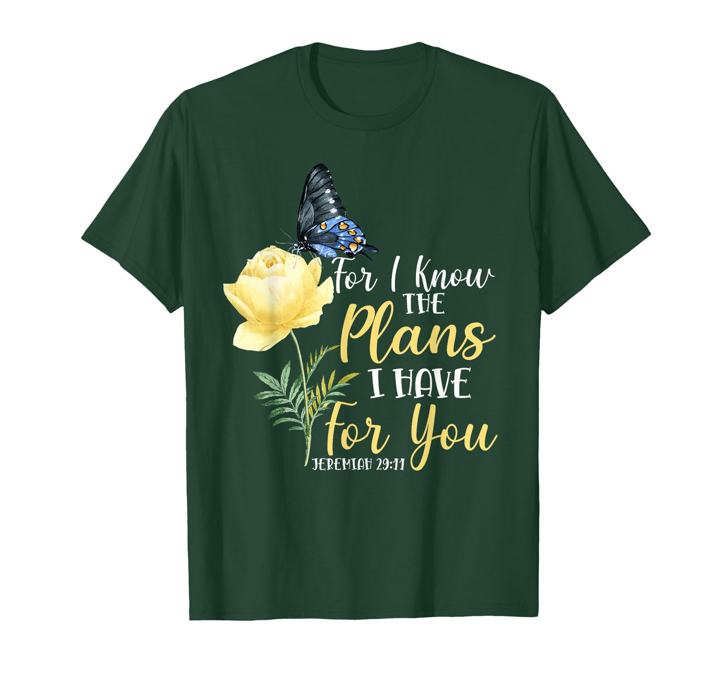 Christian Bible Verse Butterfly Rose Flower Jeremiah 29:11 T-Shirt