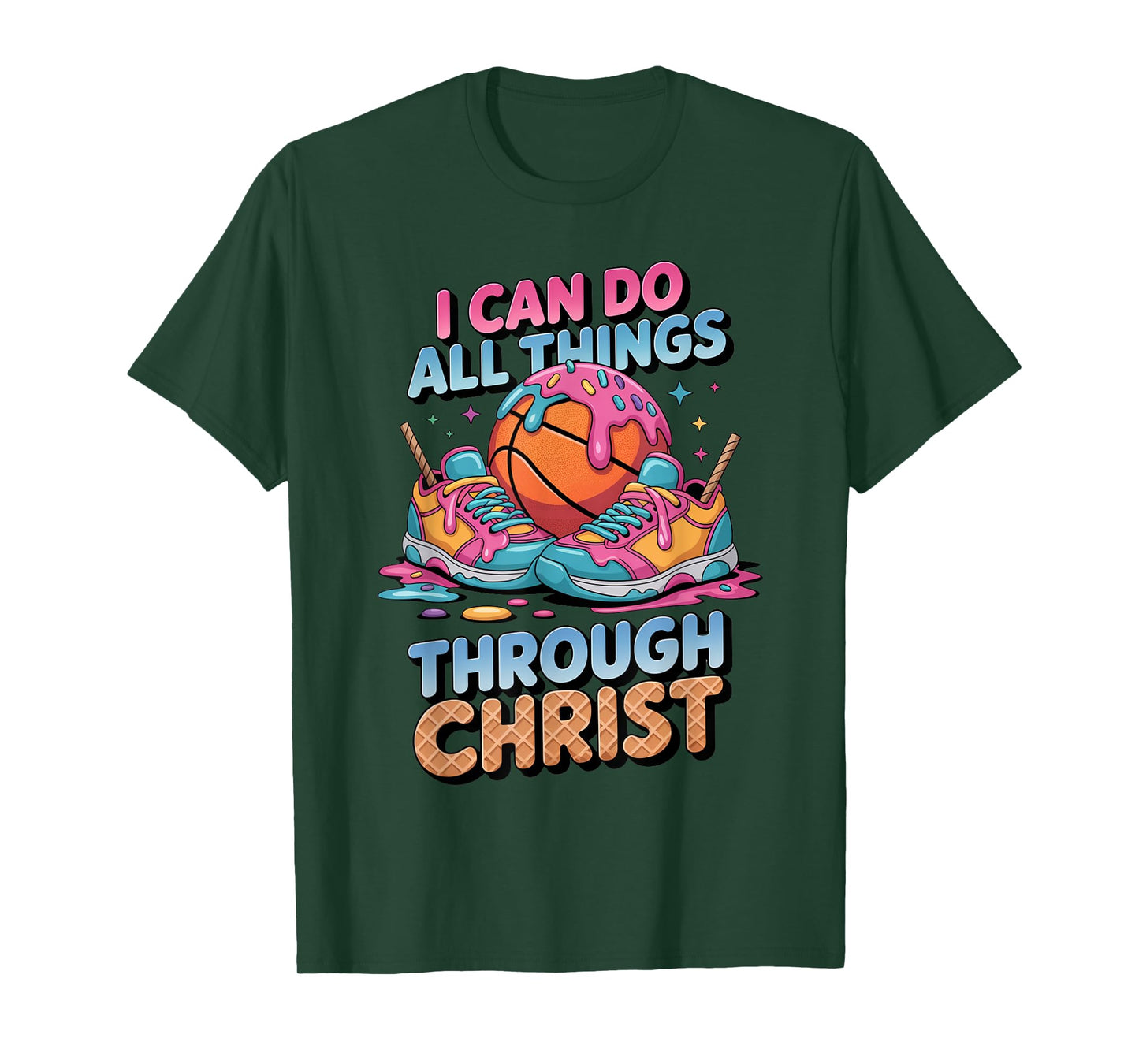 Christian Basketball Shirts Boys Ice Cream Philippians 4:13 T-Shirt