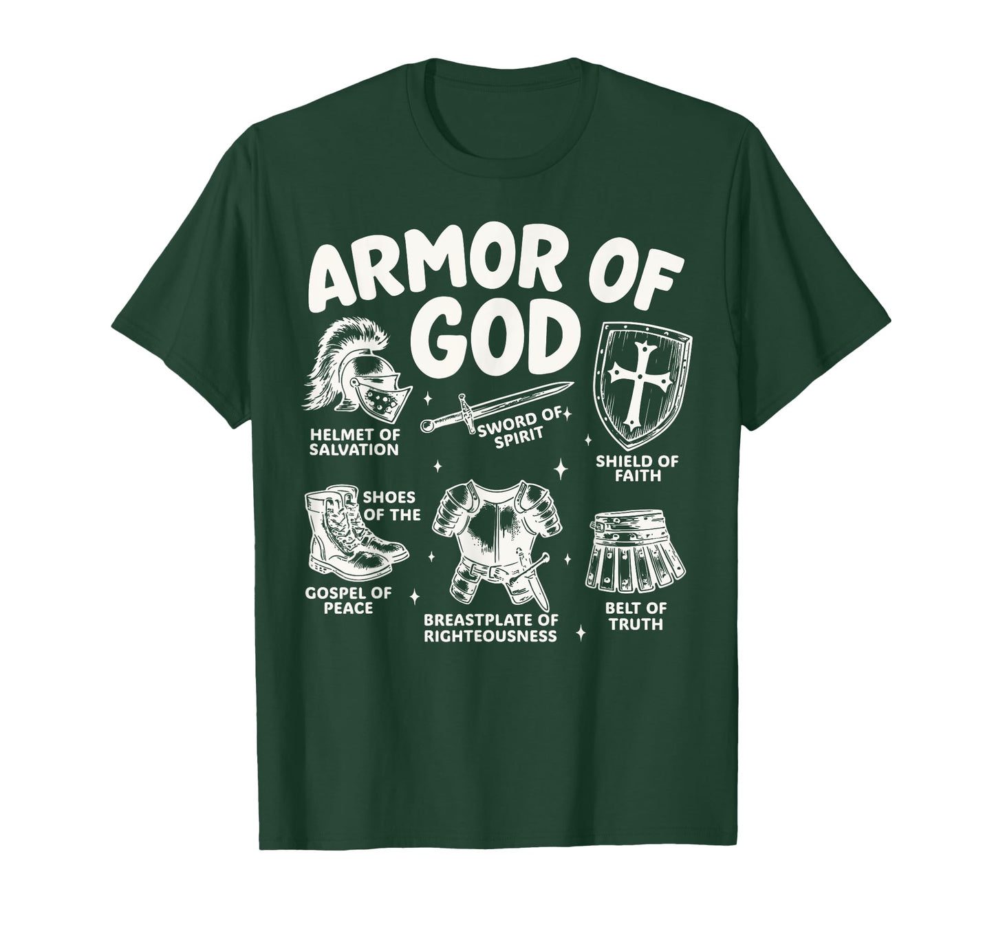 Armor of God Christian Battle Gear Bible Verse Ephesians T-Shirt