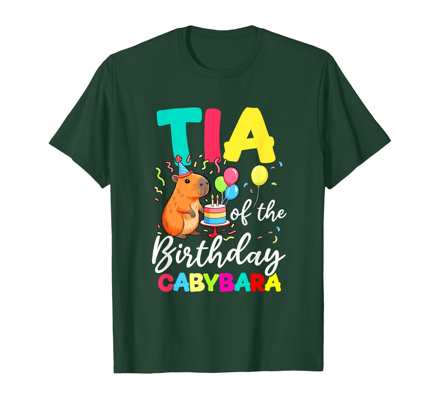 Tia of The Birthday Capybara Girl Bday Party Family T-Shirt