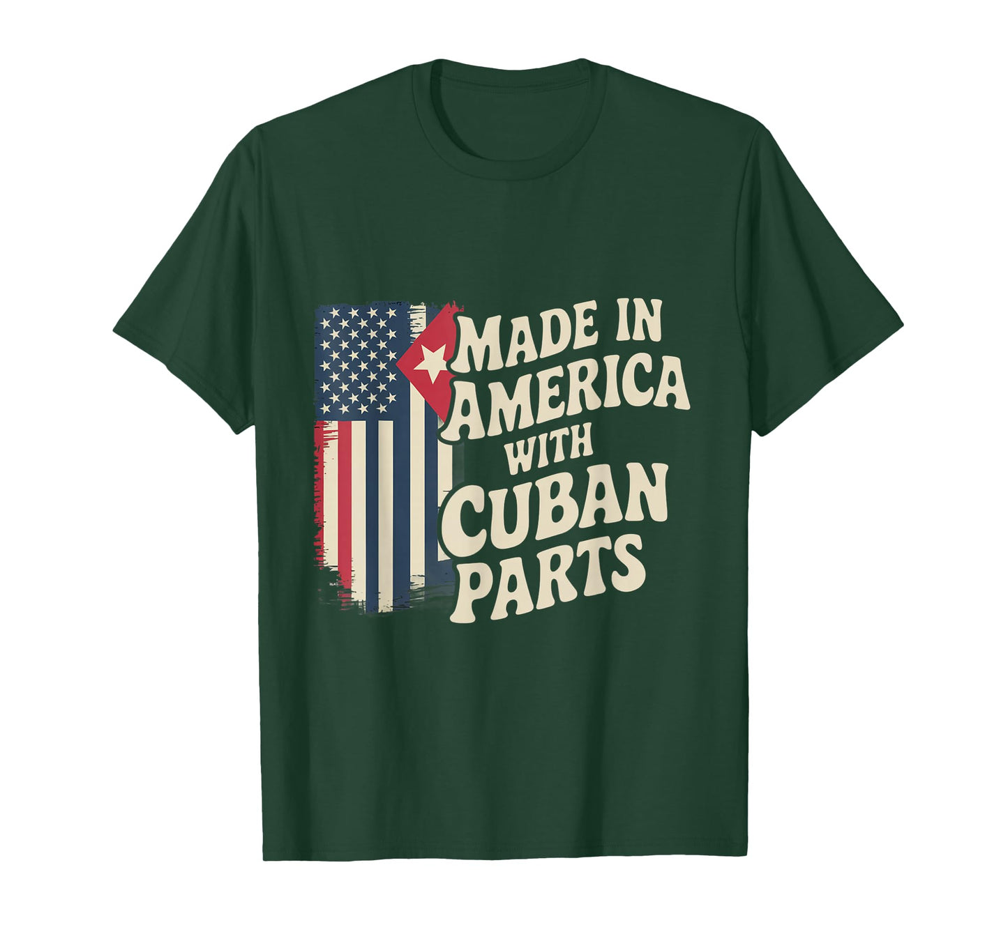 Made In America With Cuban Parts With USA Flag Cuba Flag T-Shirt