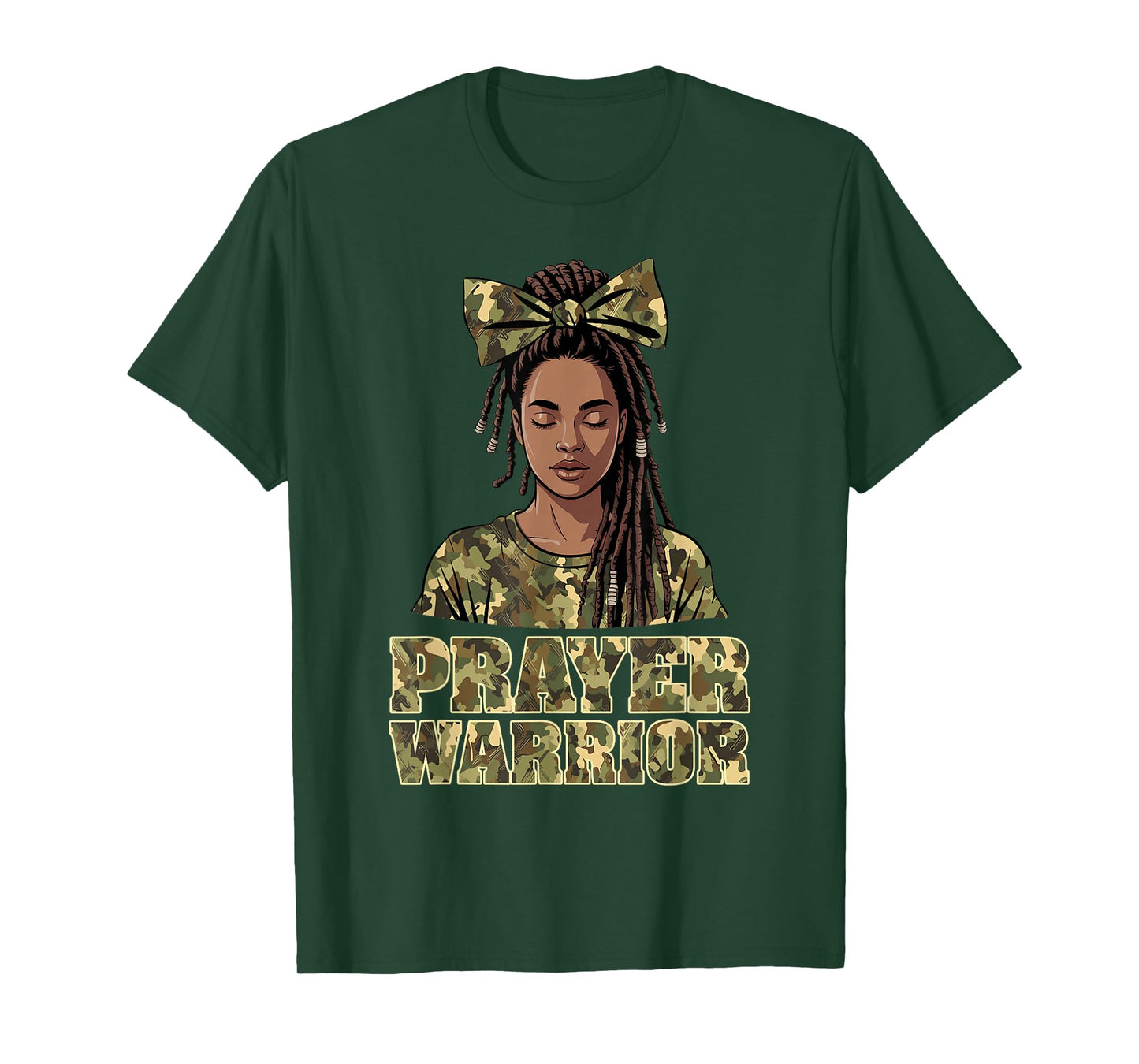 Prayer Warrior Locs Christian Black Woman Camo Bandana T-Shirt
