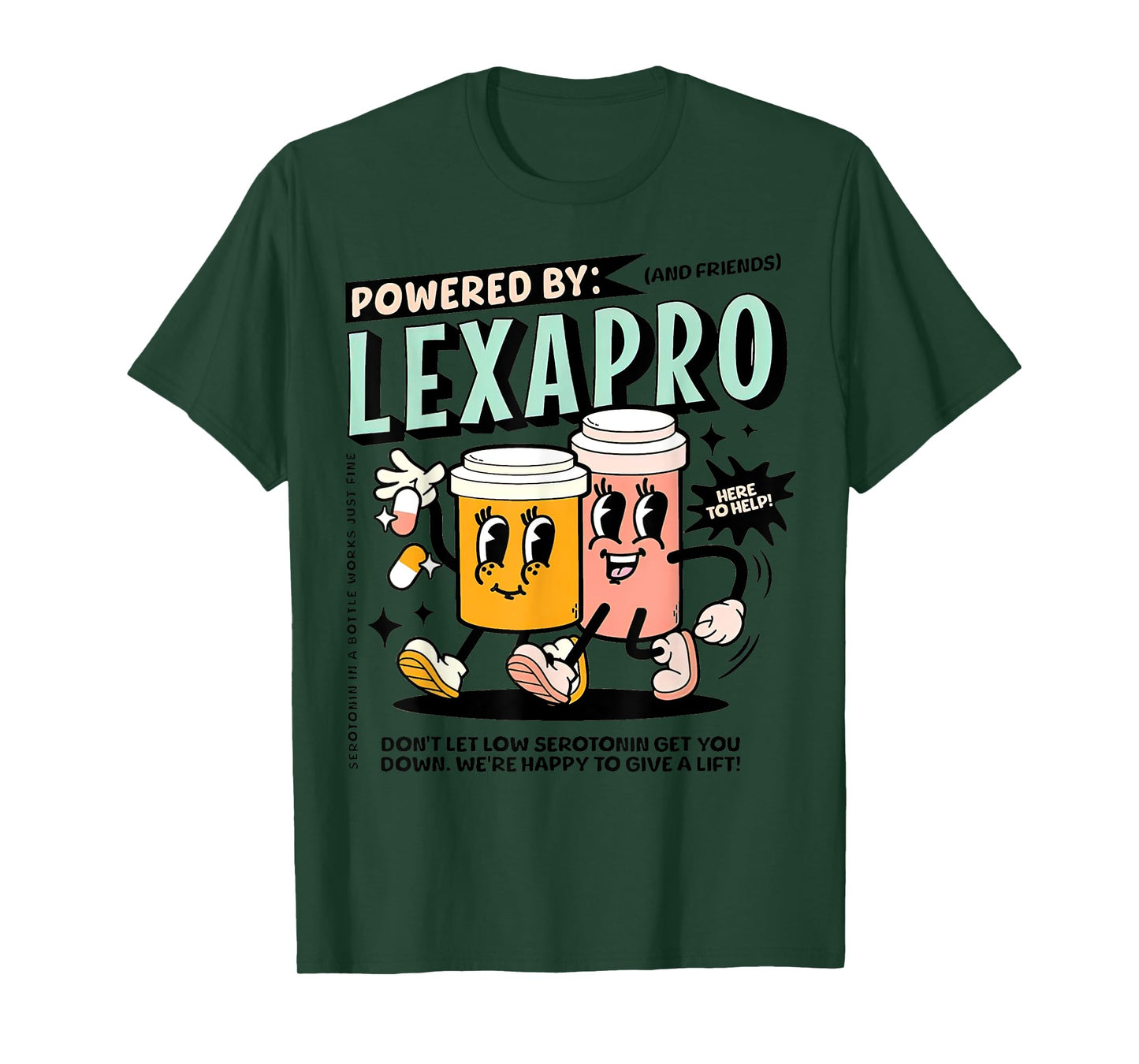Retro Powered By Lexapro Mental Health Dark Humor Outfit T-Shirt