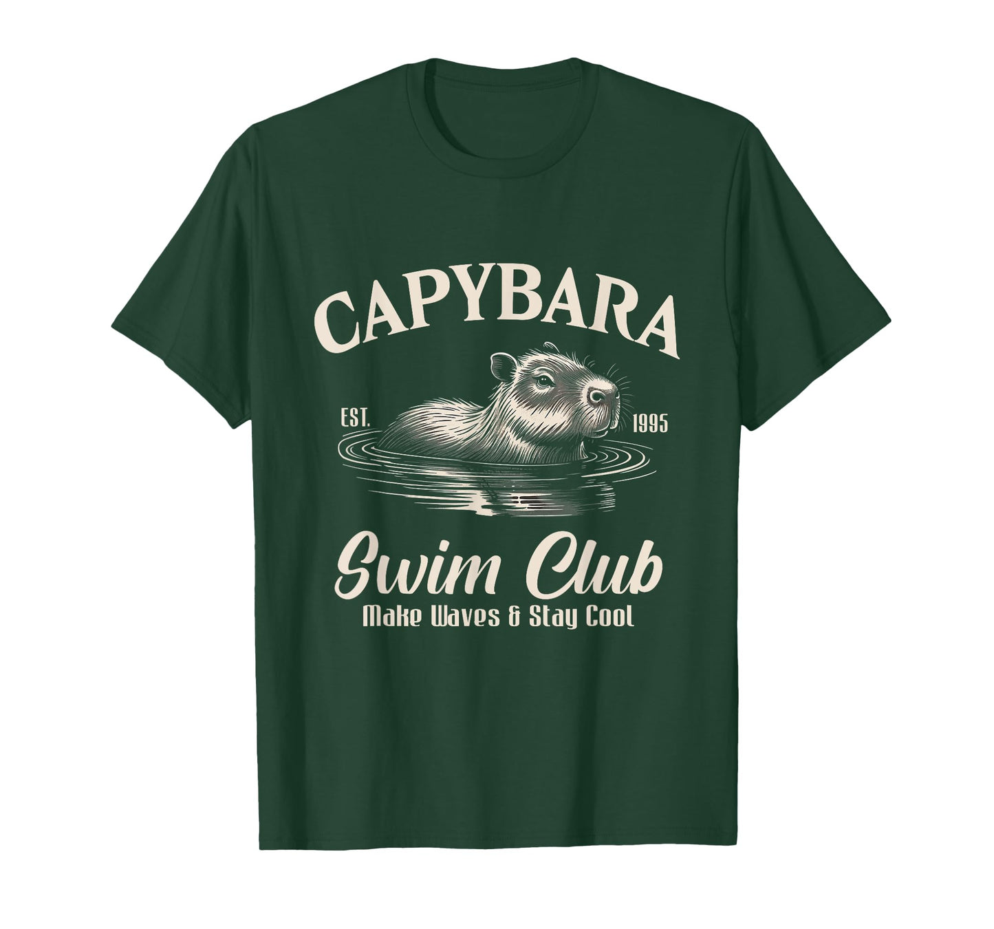 Capybara Swim Club Make Waves Stay Cool Aesthetic T-Shirt
