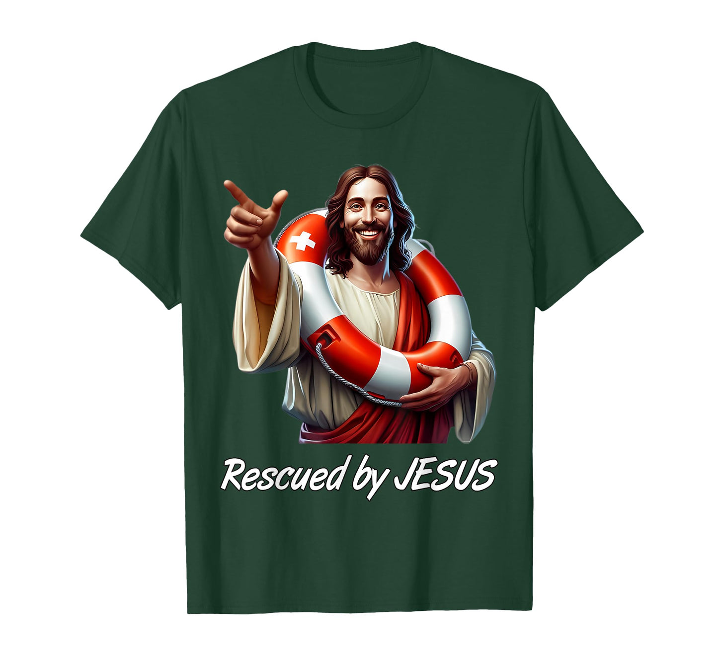 Rescued By Jesus Funny Life Float Preserver T-Shirt