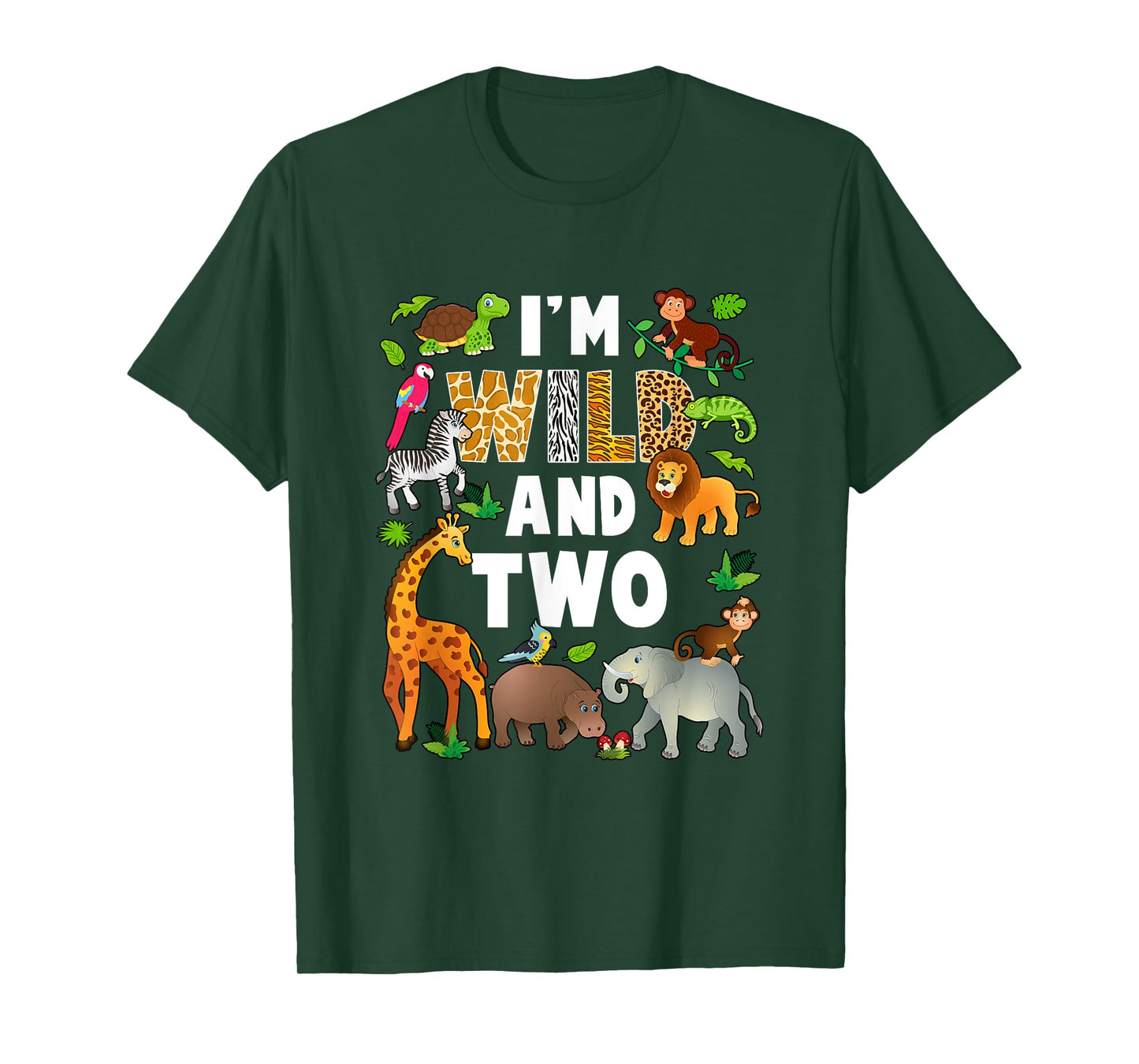 I'm Wild And Two 2 Year Old 2Nd Birthday Safari Jungle T-Shirt