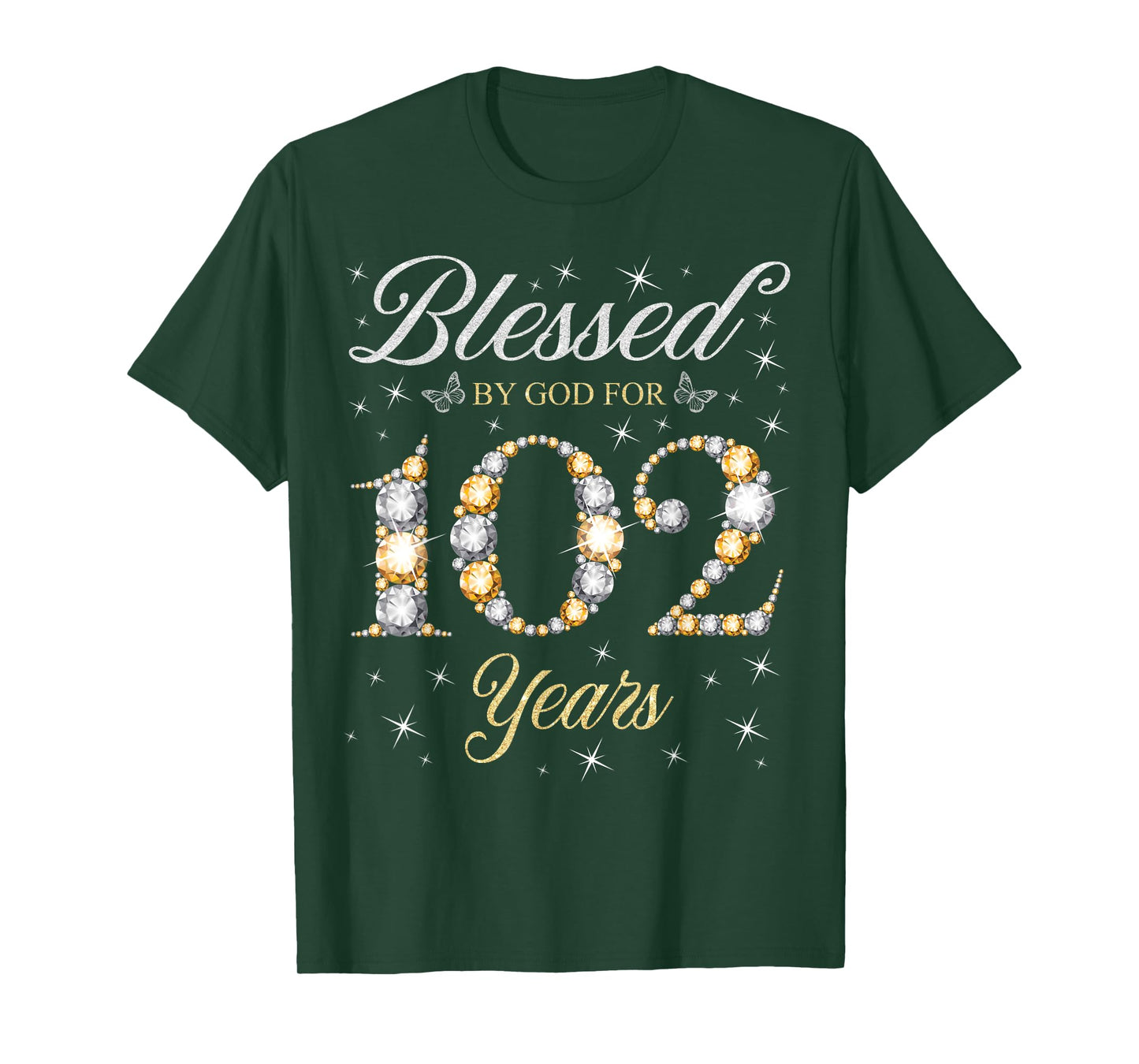 Blessed By God For 102 Years Old 102nd Birthday B-Day Party T-Shirt
