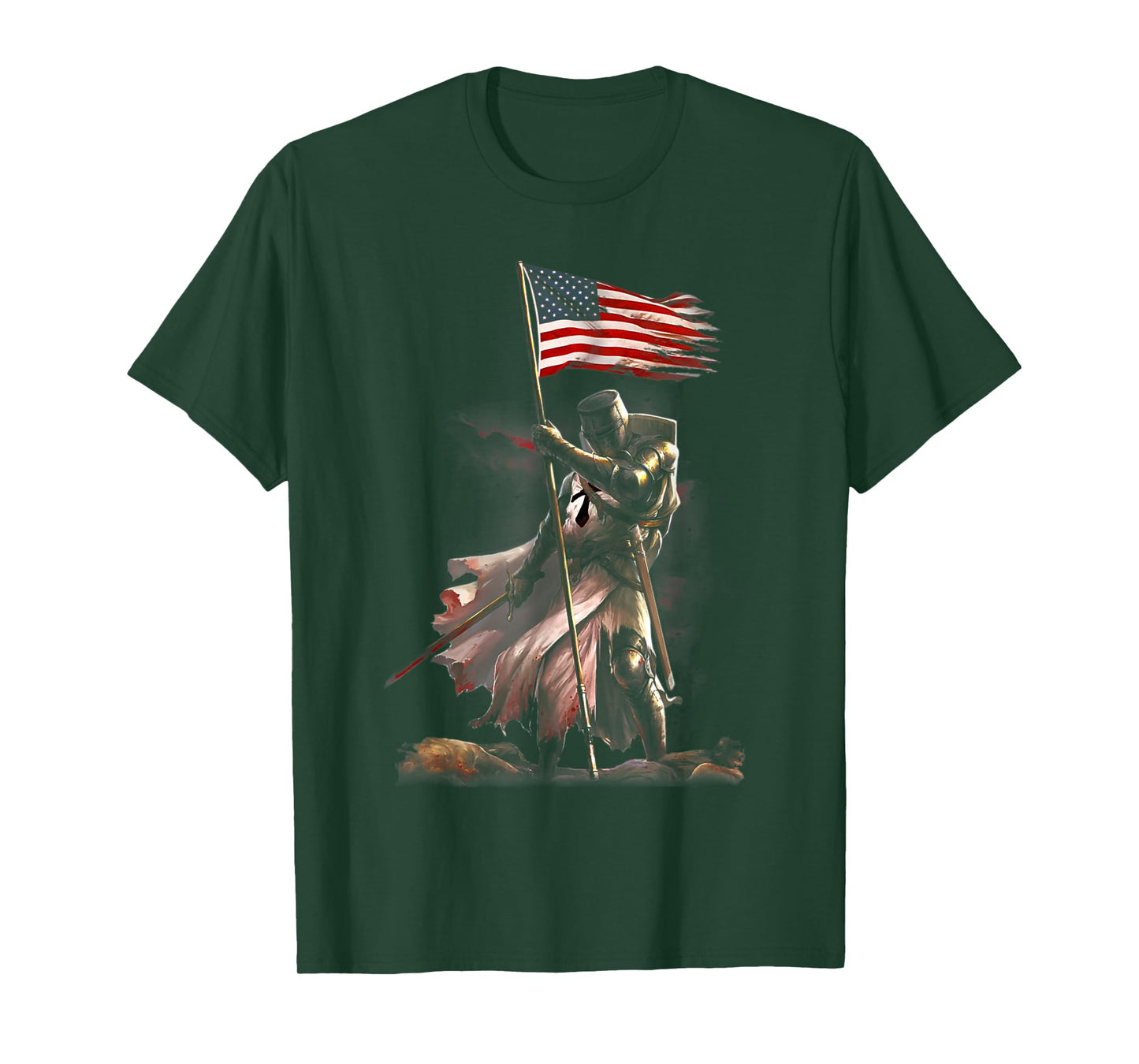 black - knight flag - veteran day - American flag T-Shirt