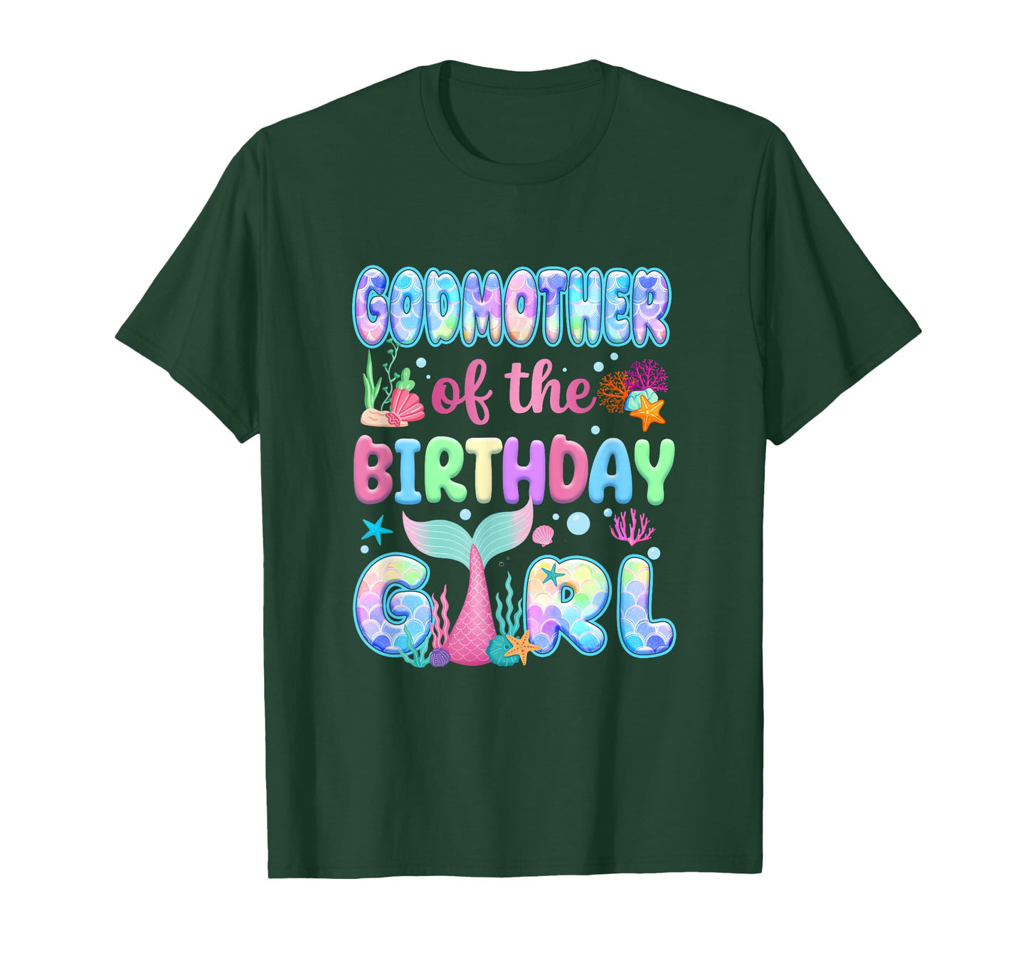 Godmother Of The Birthday Mermaid Girl Family Matching Party T-Shirt