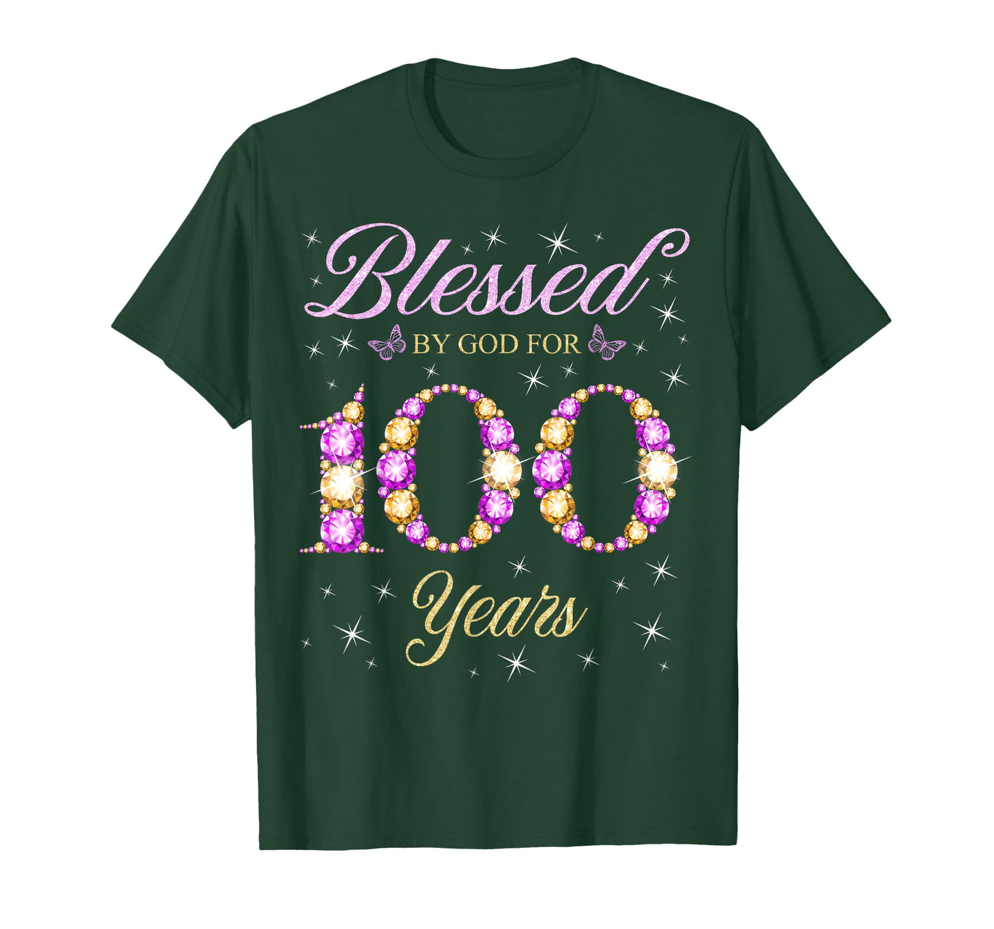 Blessed By God For 100 Years Old 100th Birthday Party Queens T-Shirt