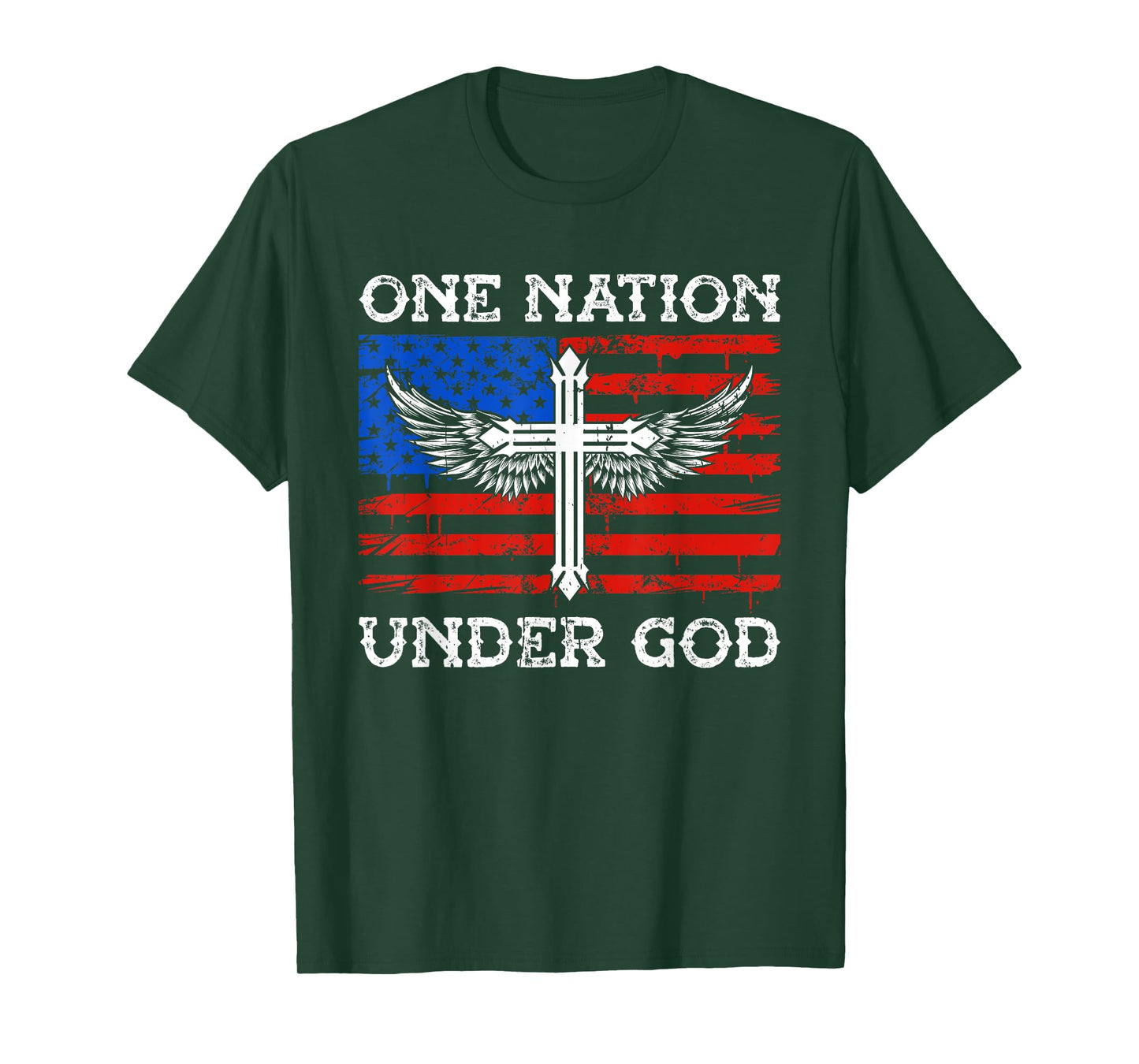 One Nation Under God Jesus Blessed American Flag T-Shirt