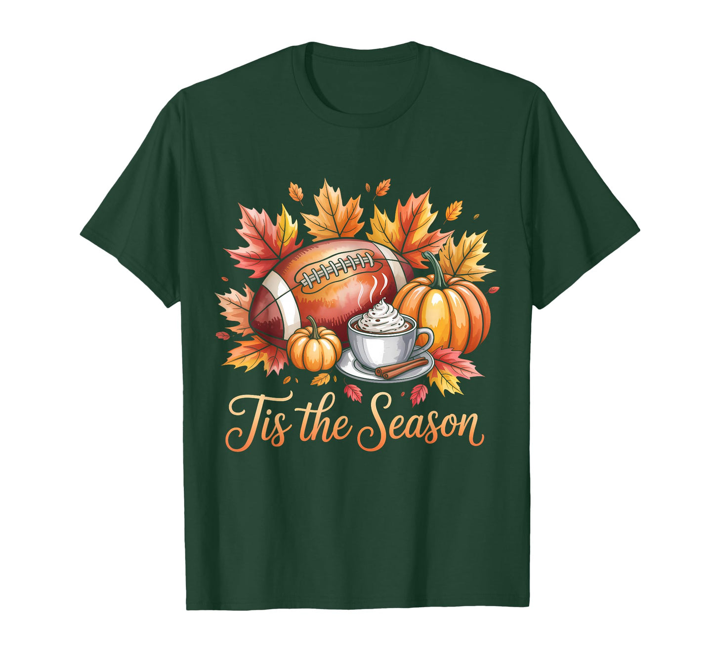 Pumpkin Spice Football Tis The Season Fall Thanksgiving T-Shirt