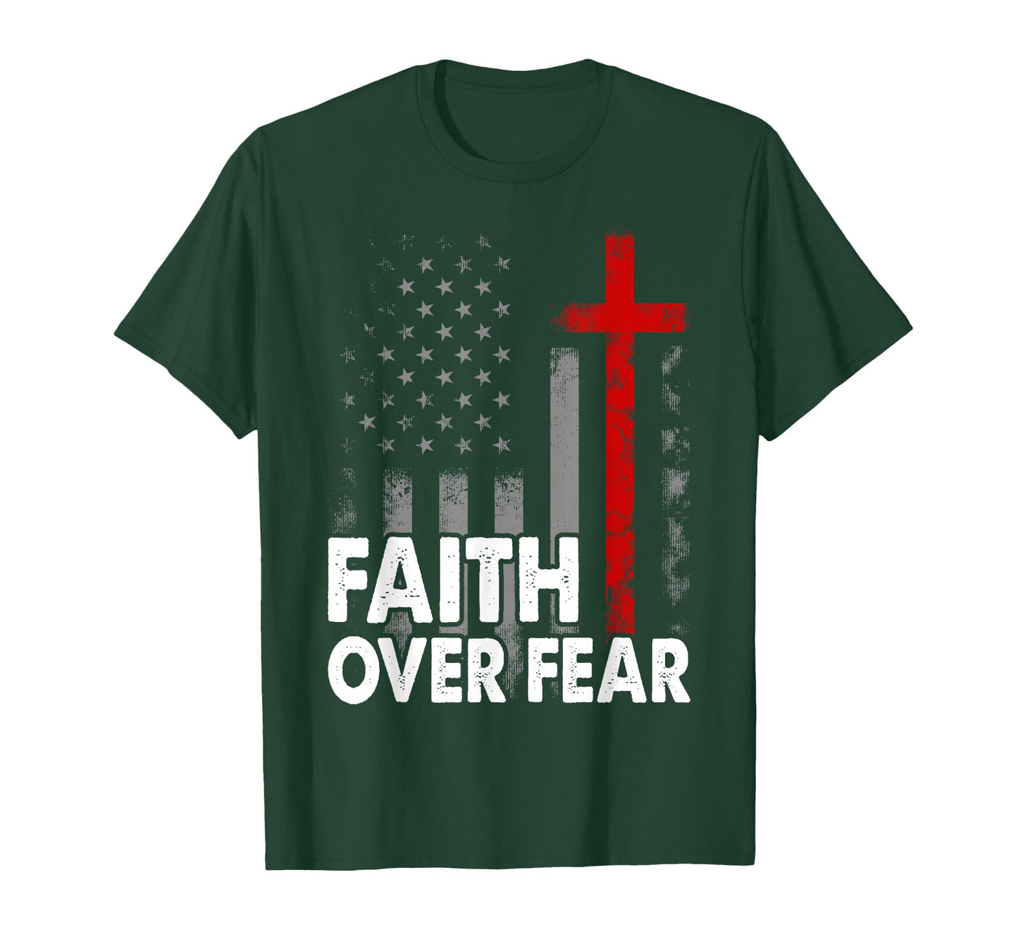 America Pride US Flag Faith Over Fear Prayer T-Shirt