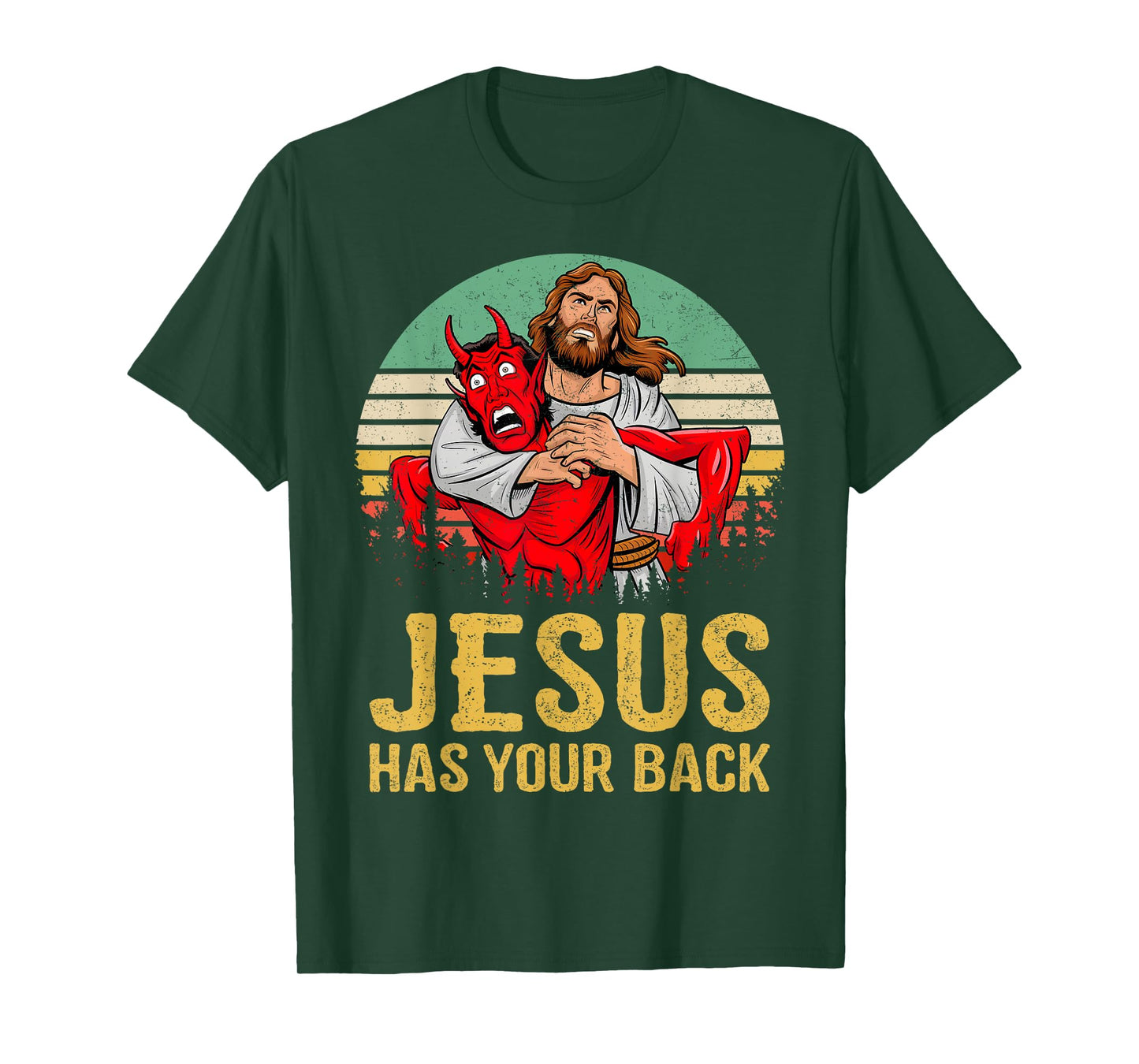 Retro Jesus Has Your Back Jiu Jitsu Christian Men Women T-Shirt