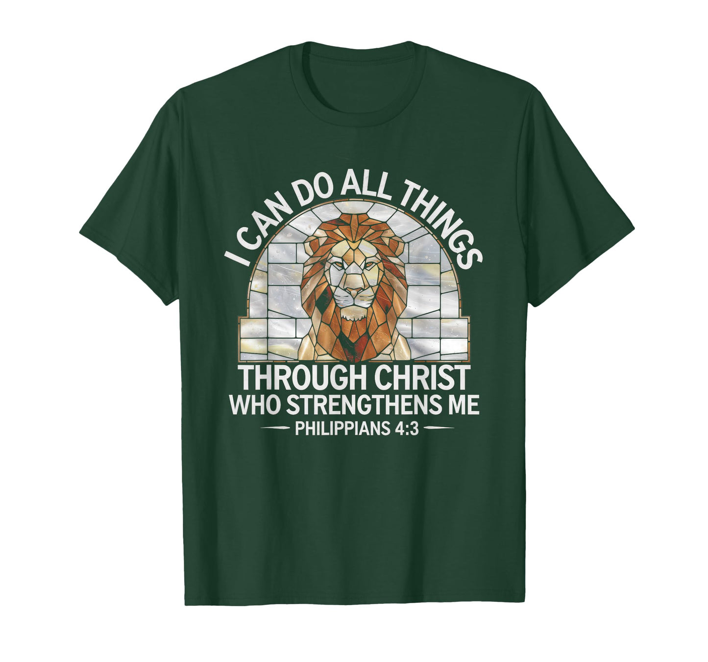 Christian Tshirt Philippians 4:13 Religious Lion Strengthens T-Shirt