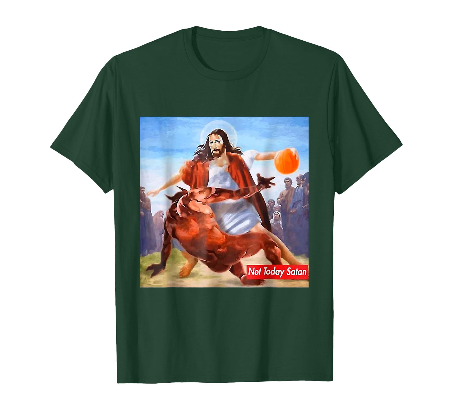 Not Today Satan Jesus Basketball Meme - Christian Faith T-Shirt