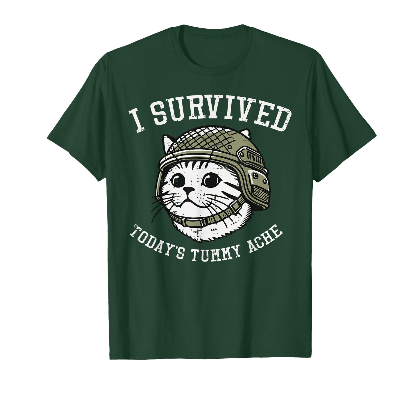 I Survived Todays Tummy Ache Cat Funny Saying Cringe Weird T-Shirt
