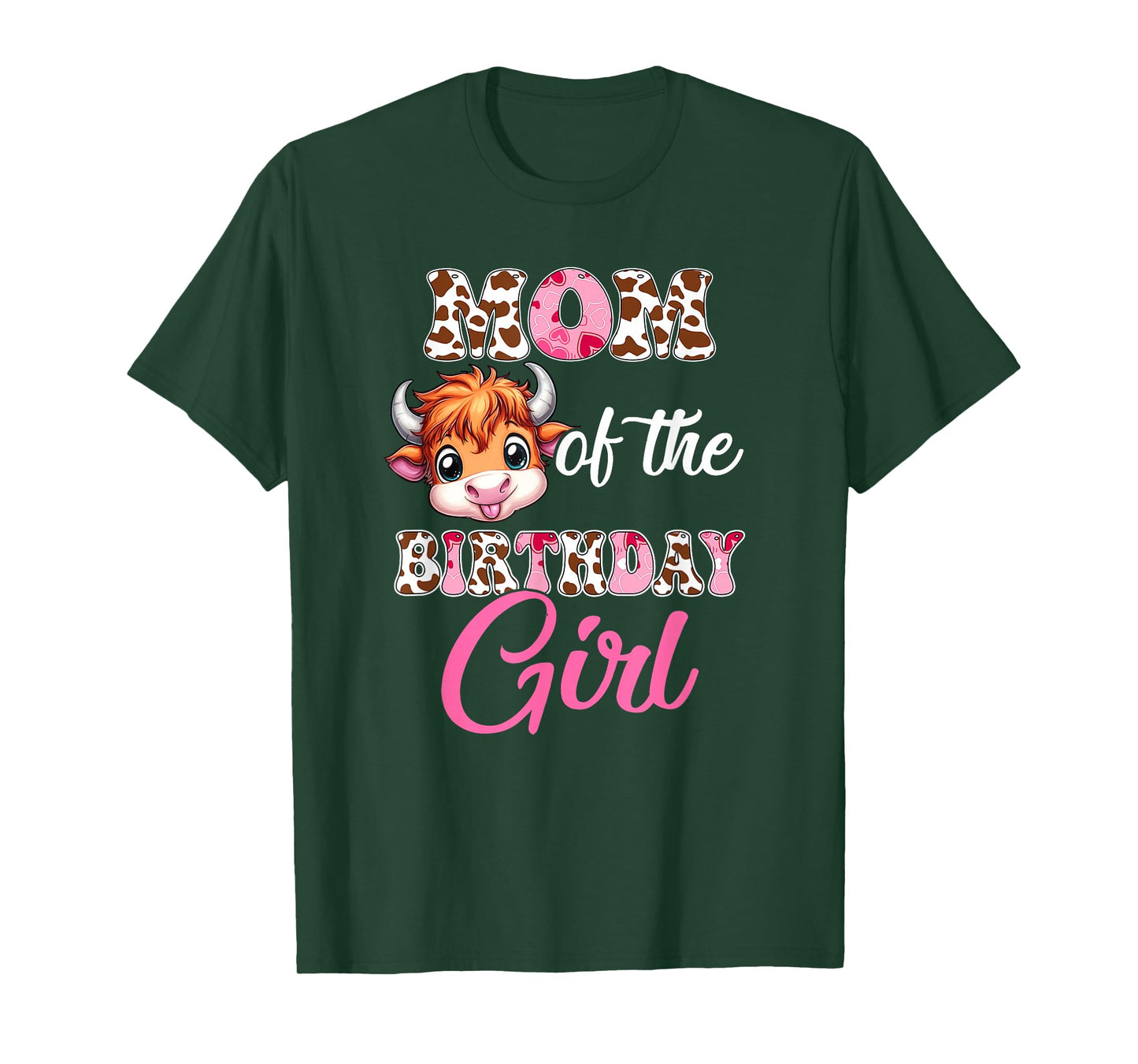 Mom Of The Birthday Girl Highland Cow Farm 1St Birthday T-Shirt