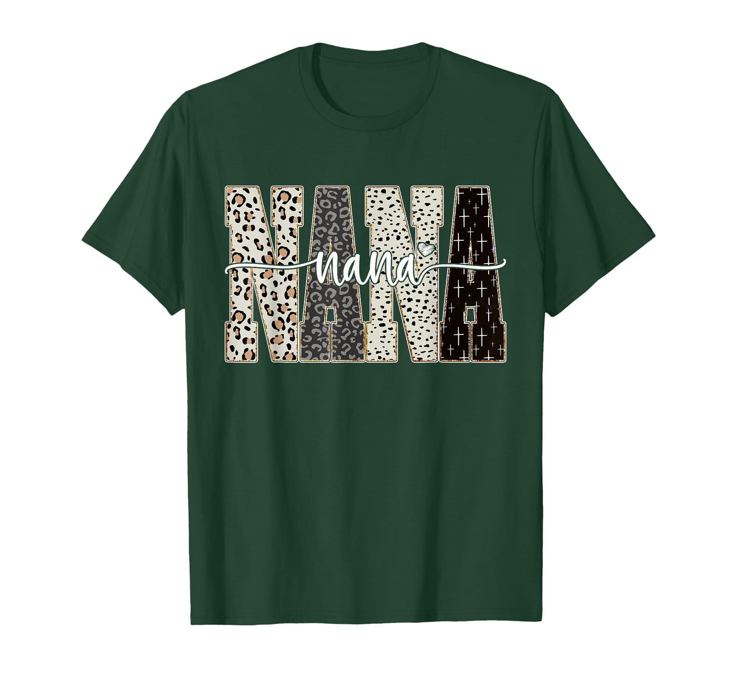 Nana Bible Leopard Cross Faith and Love Christian Christmas T-Shirt