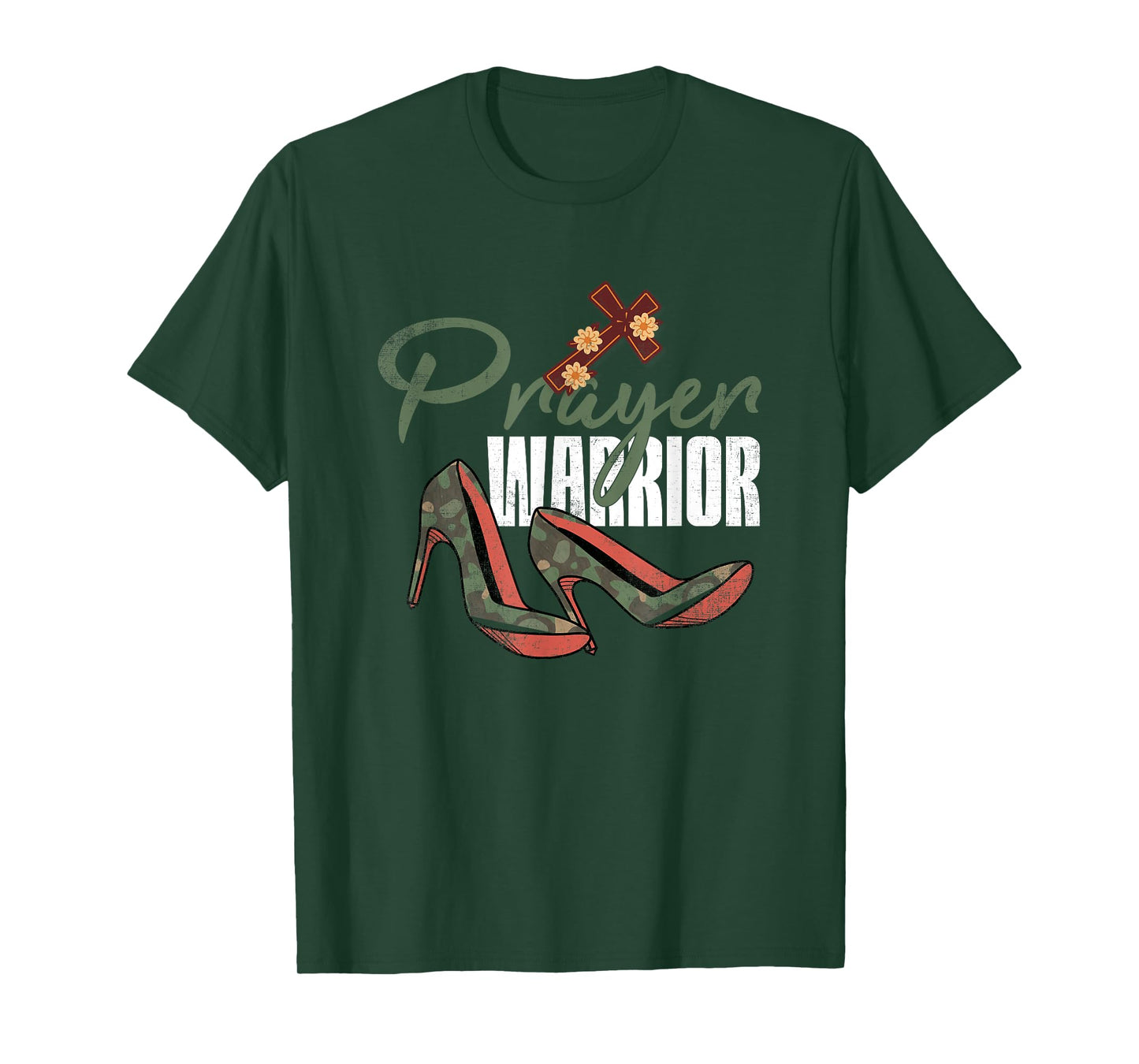 Prayer Warrior Camo Heels God Jesus Christian Faith T-Shirt