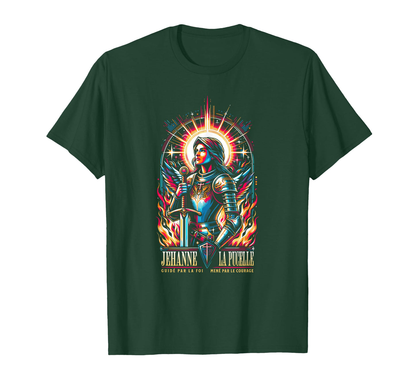 Joan of Arc Guided by Faith Led by Courage in French T-Shirt
