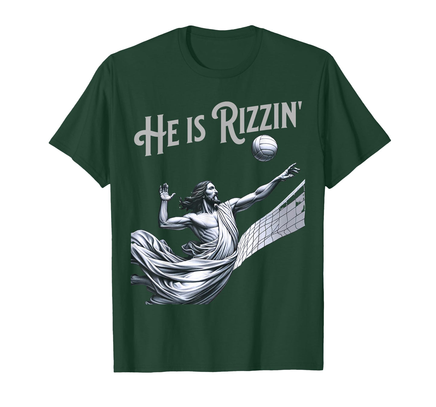 He is Rizzin Jesus Playing Volleyball Funny Sports Rizz T-Shirt