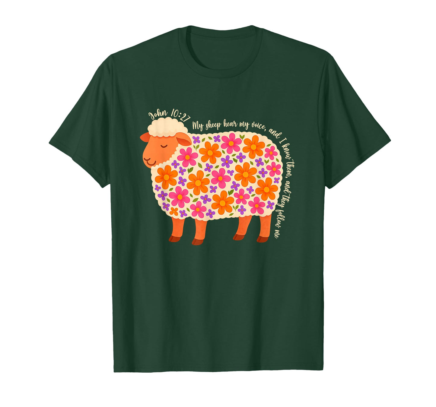 Bible Verse Floral Sheep My Sheep Hear My Voice Religious T-Shirt